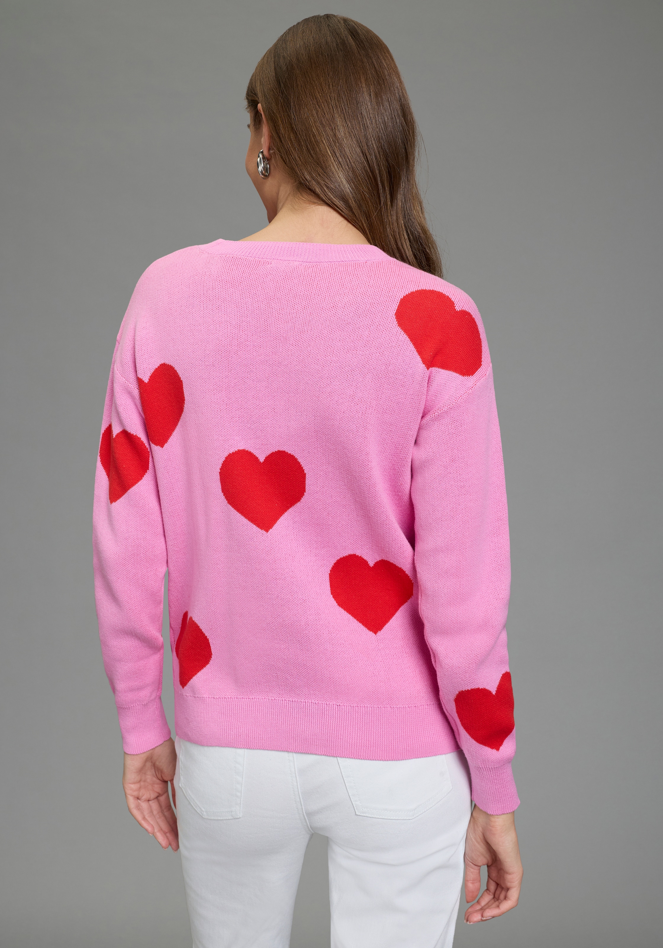 Laura Scott Jacquardpullover aus Baumwolle mit Herzmuster