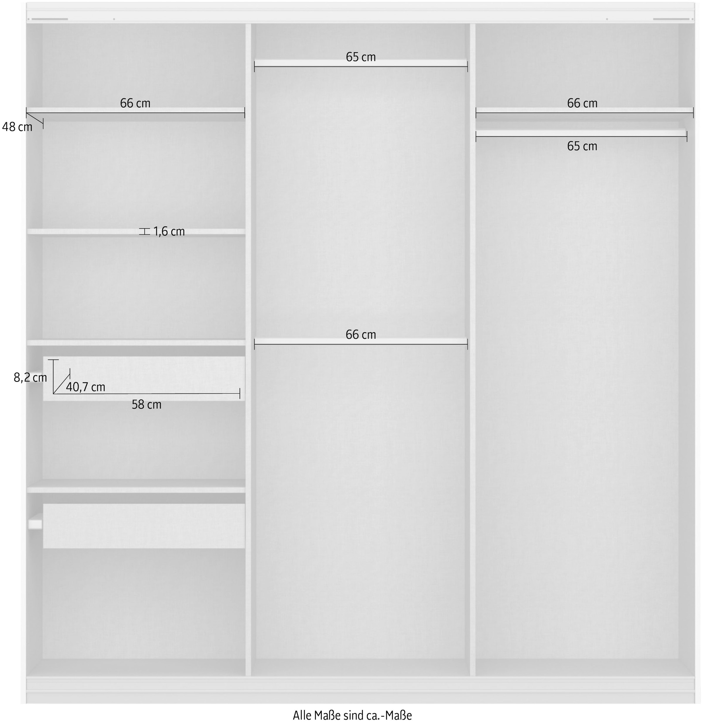 rauch Schwebetürenschrank Koluna, mit Spiegel, inkl. 2 Innenschubladen sowie extra Böden