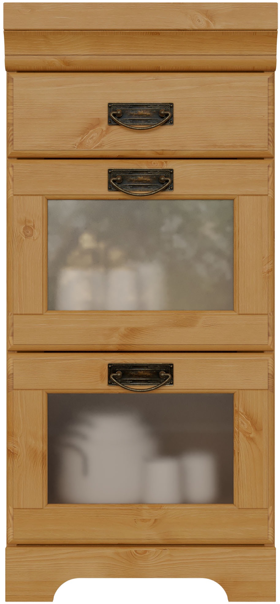 Home affaire Unterschrank »Rügen«, Breite 40 cm, Kiefer massiv, Schubkästen mit Glaseinsatz