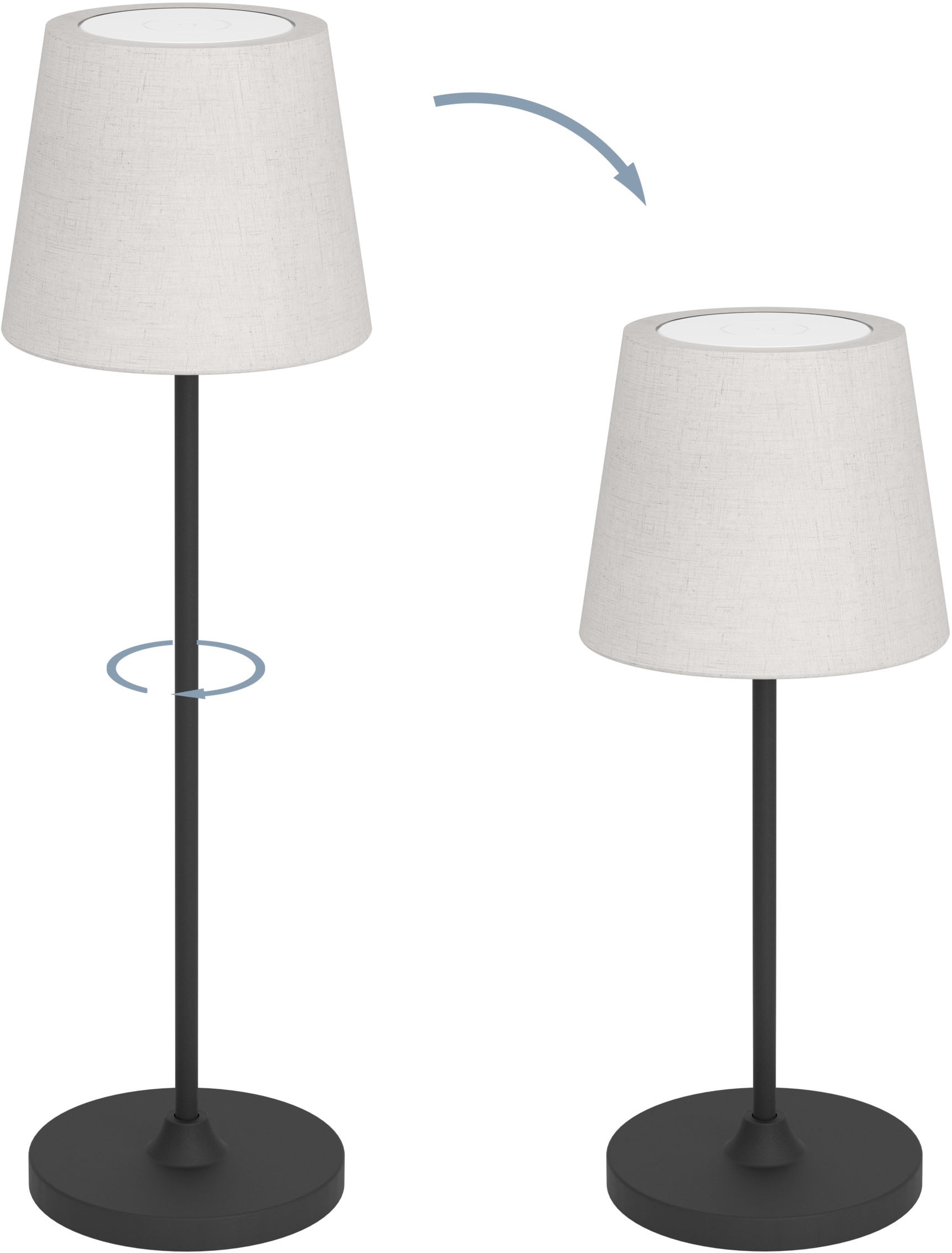 EGLO Tischleuchte »LEONERO Tischlampe - Stahl - LED - 3,8W - IP20« LED-Modul 1 Stk. Neutralweiß | Warmweiß Akku Tischleuchte, Nachttischlampe, kabellos, H34 x Ø11 cm