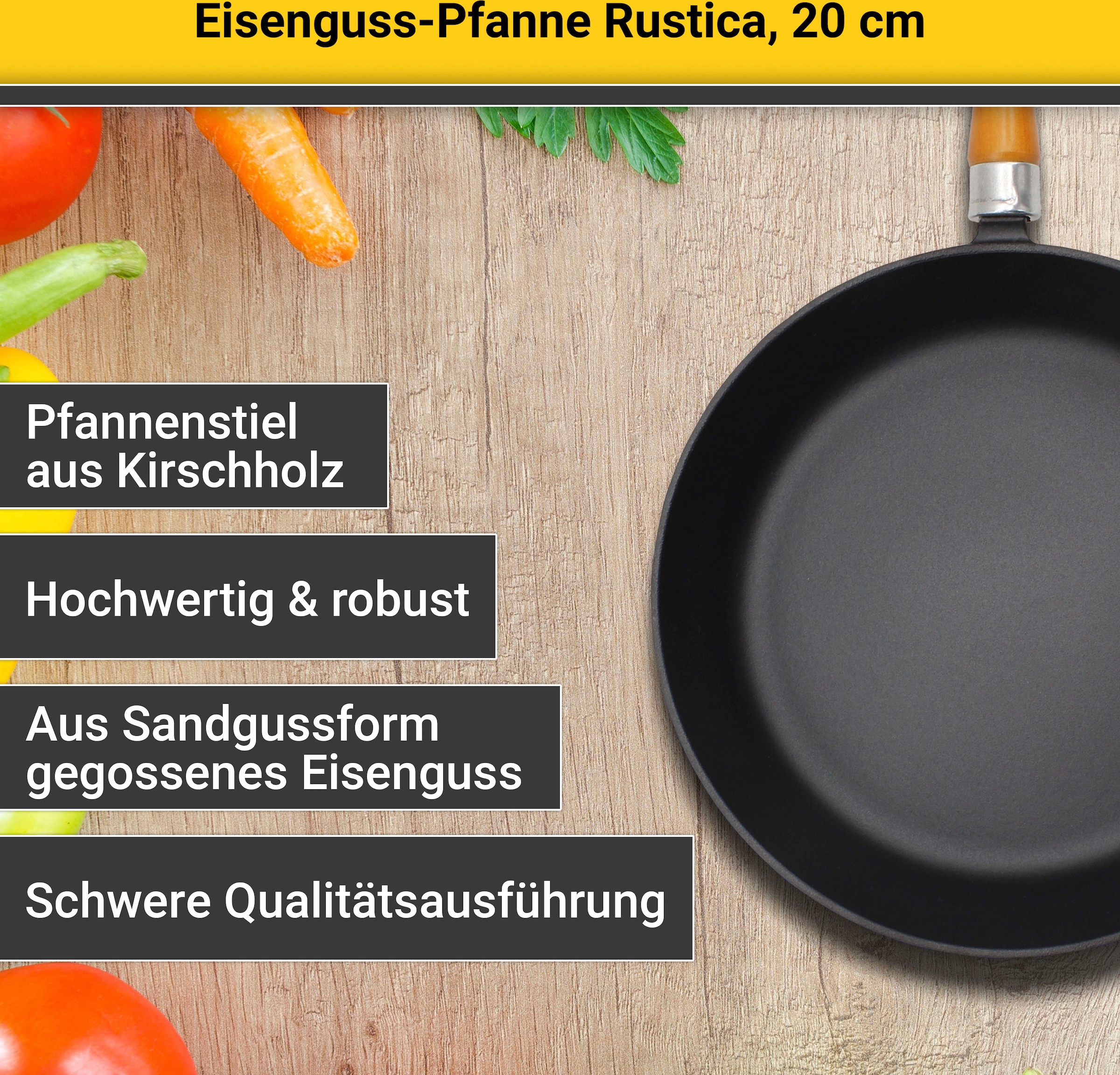 Krüger Bratpfanne »Einsenguss Pfanne RUSTICA«, Gusseisen, (1 tlg.), für Induktions-Kochfelder geeignet