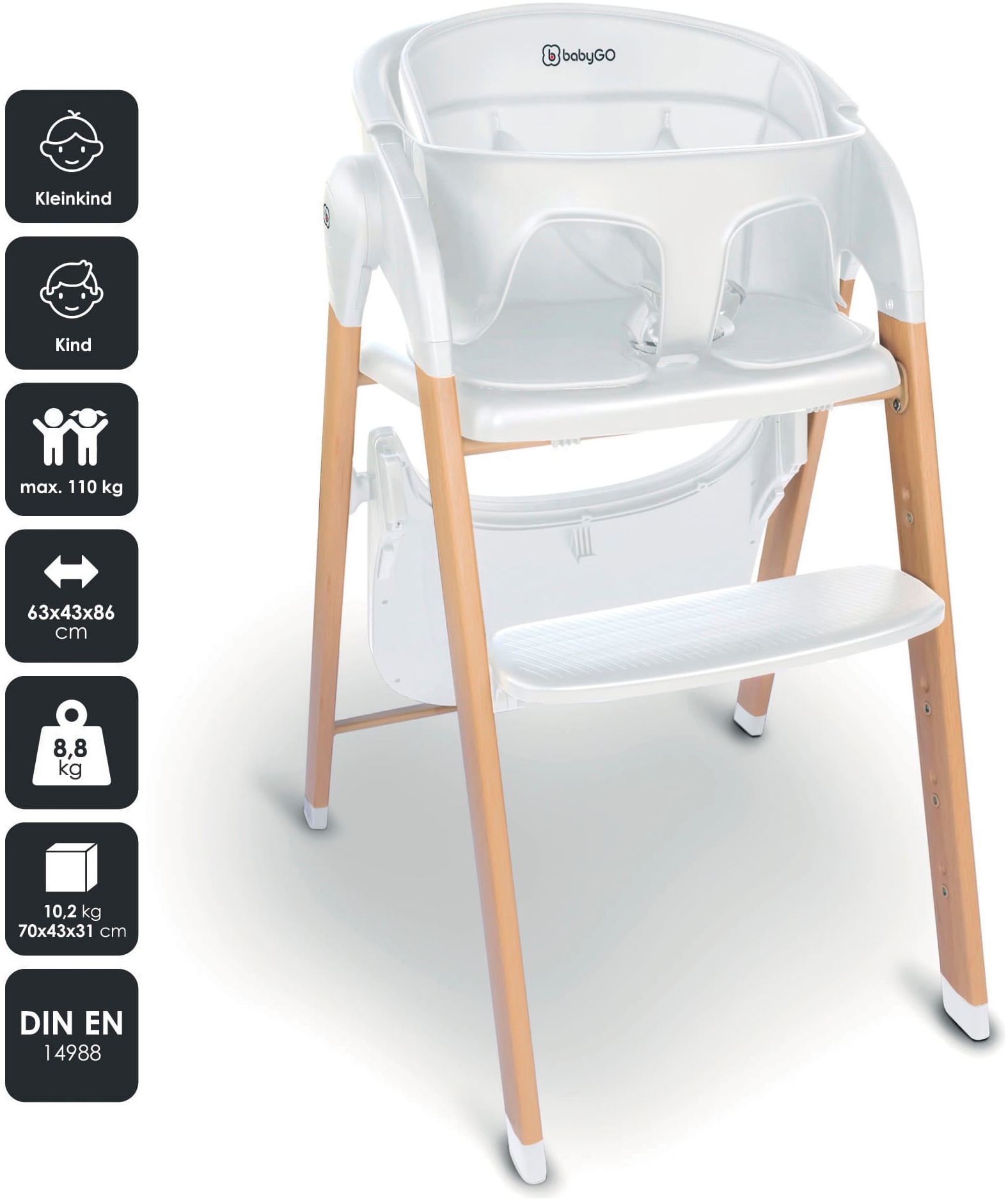 BabyGo Kombihochstuhl »Levels«, inklusive Wippe