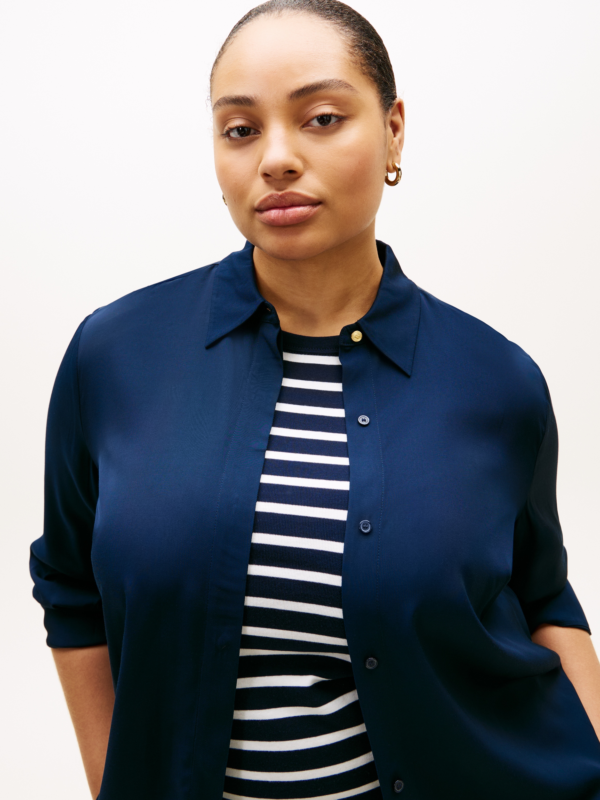 Tommy Hilfiger Curve Hemdbluse »CRV VIS TWILL BUTTON UP SHIRT« in großen Größen