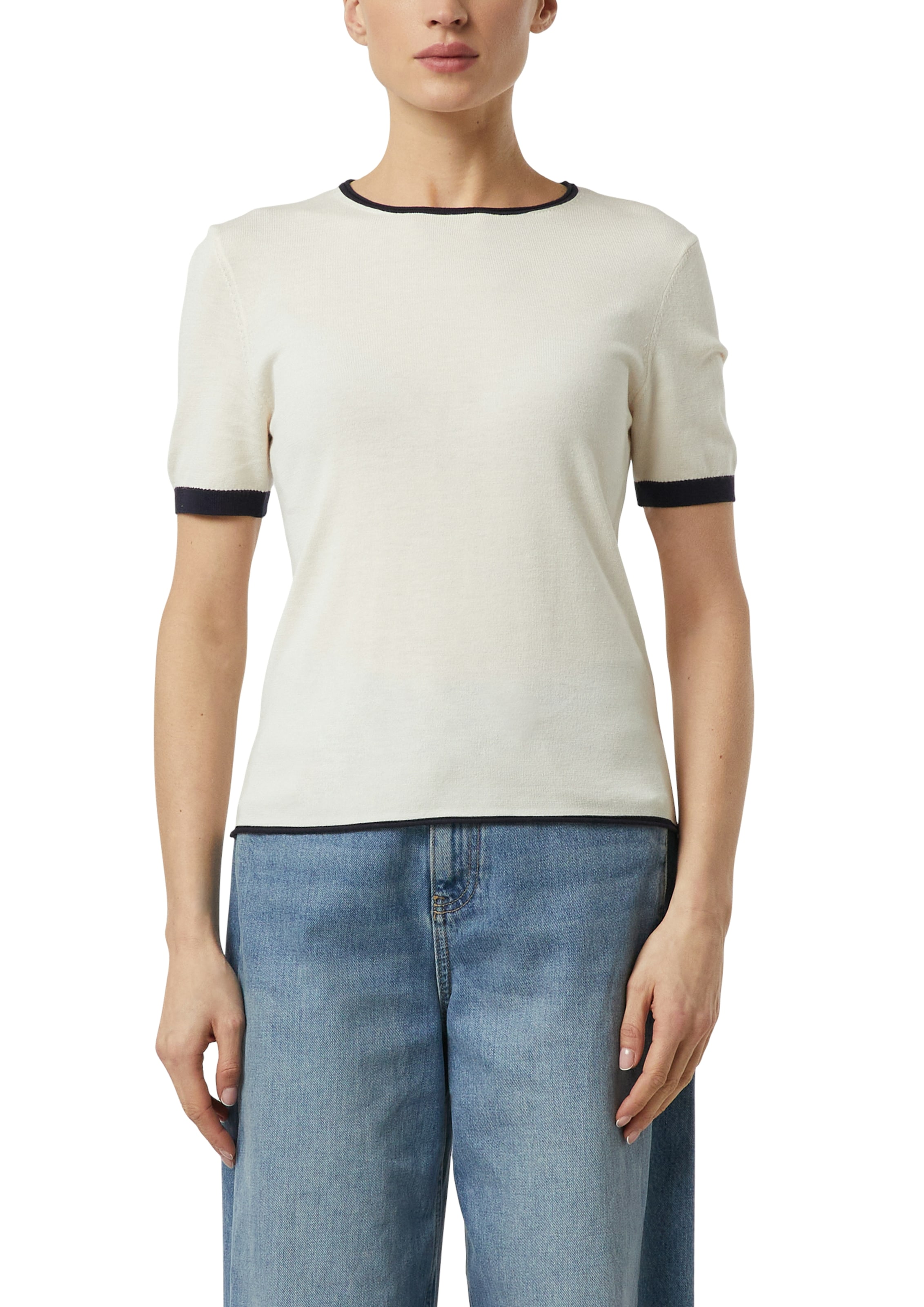 Comma Strickpullover halbarm, mit farblich angesetzten Abschlüssen