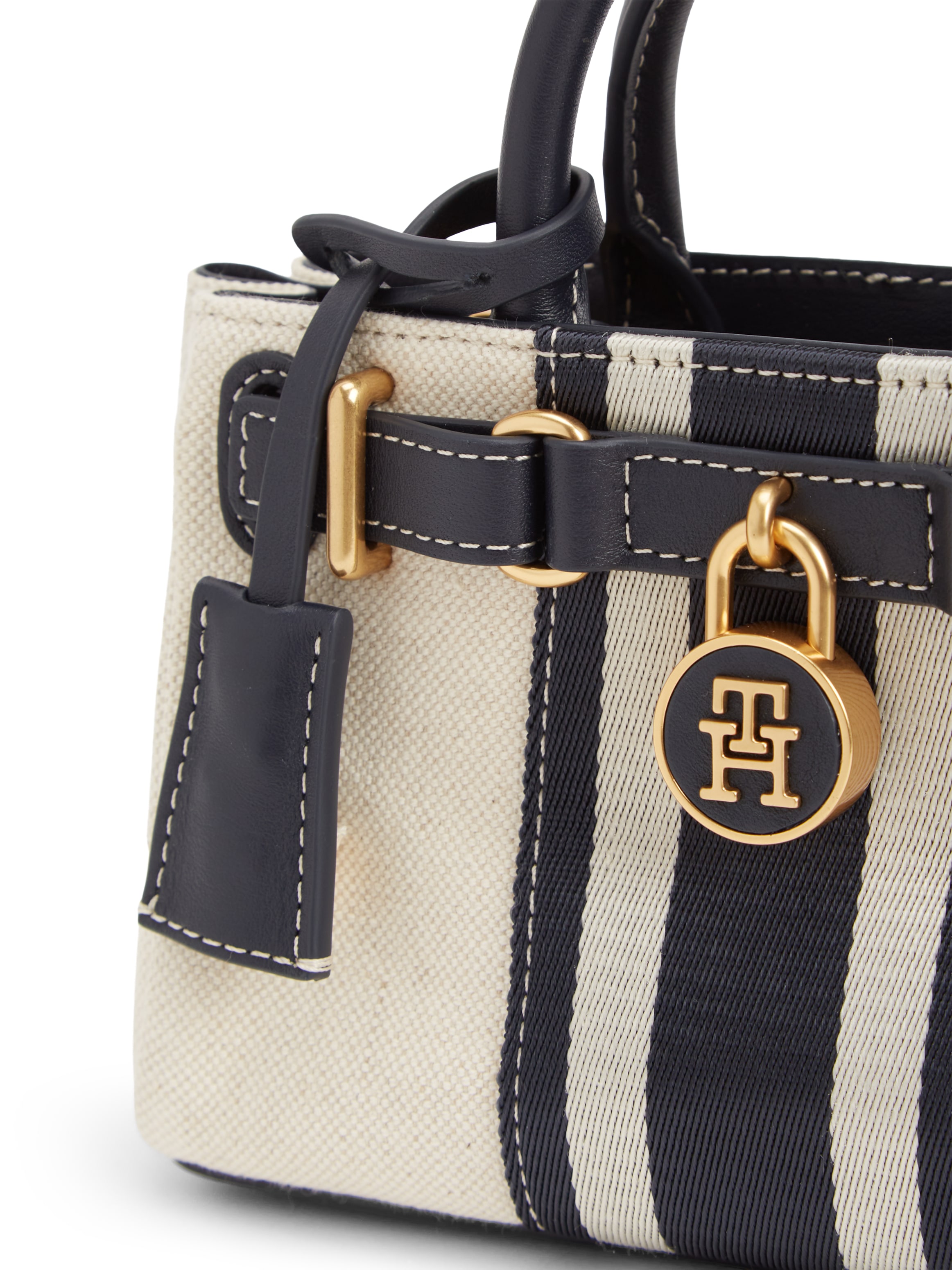 Tommy Hilfiger Tragetasche »AMERICAN ICON MICRO TOTE CANVAS« Damen Handtasche, Minibag, Umhängetasche mit Schloss-Schmuckelement