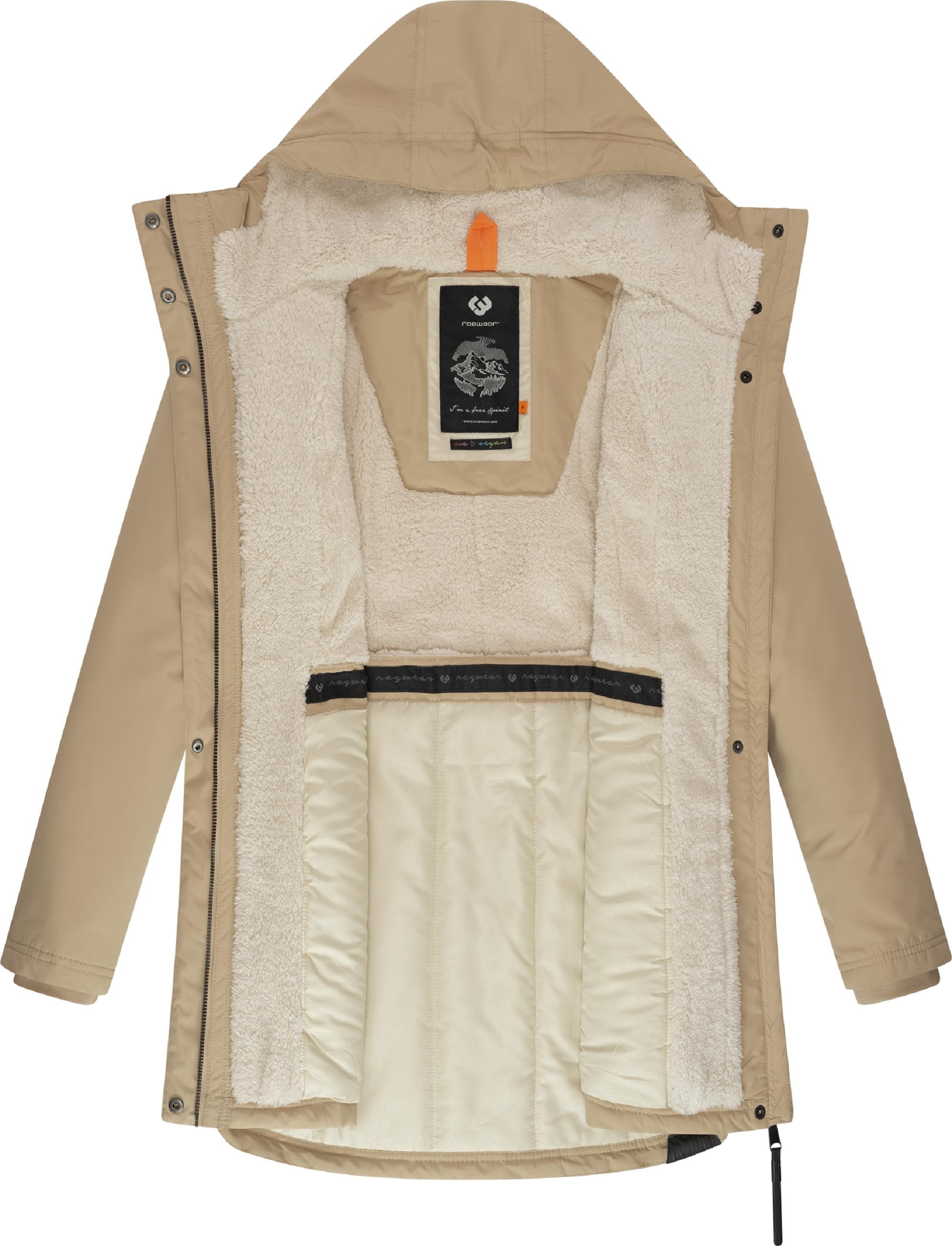 Ragwear Wintermantel »Wintermantel Elsien«, wasserdichter Winterparka mit Teddyfell-Futter