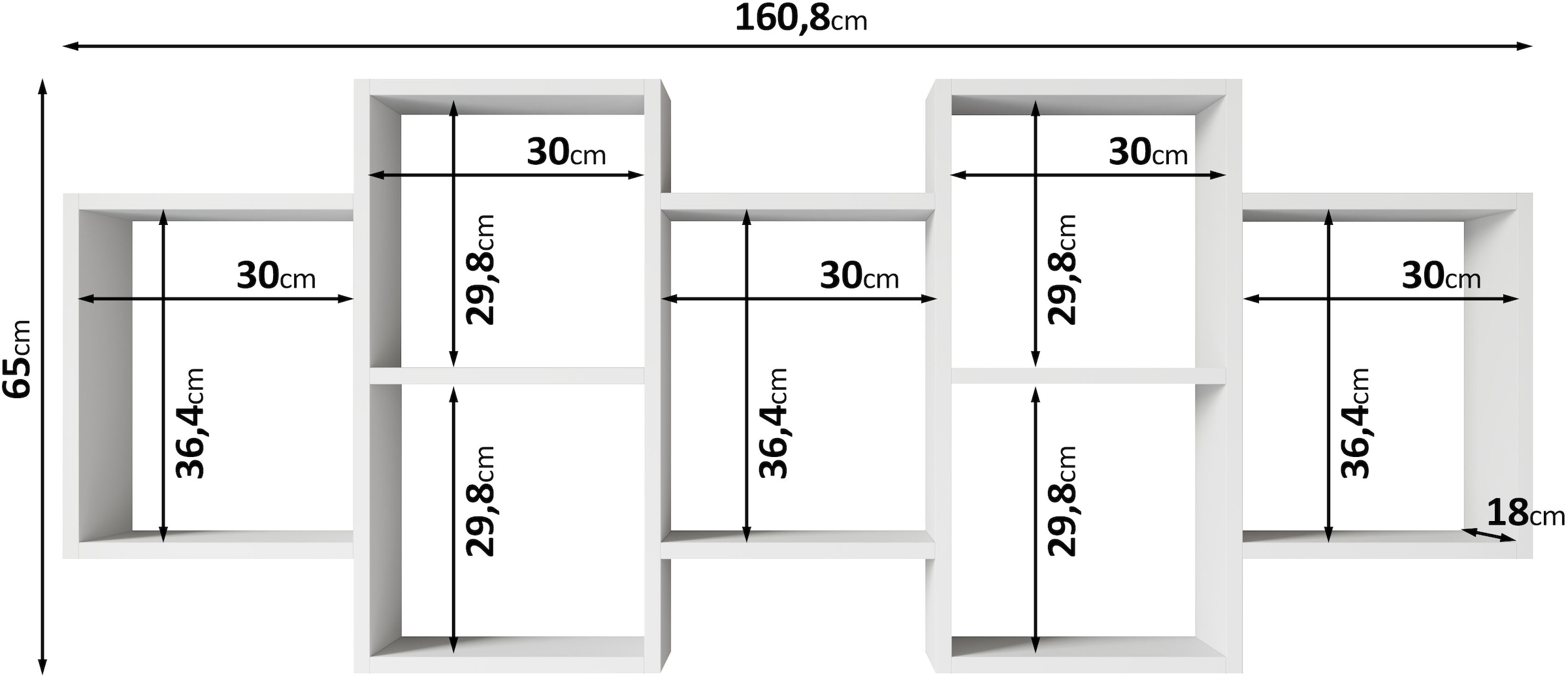 INOSIGN Wandboard »Wandregal Trio 001«, (1 St.), Stell- oder Hängeregal, 10 offene Fächer, flexibel montierbar