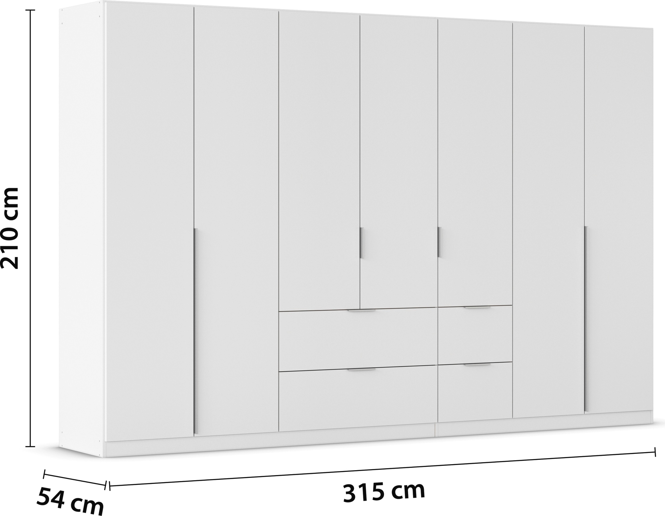 OTTO home Drehtürenschrank »Kleiderschrank Schrank Garderobe AGORDO mit Dekor- oder Hochglanzfront« in zwei Griff-Farben, Breite 315 cm,  mit Außenschubkästen, Serie in 7 Breiten und 2 Höhen MADE IN GERMANY