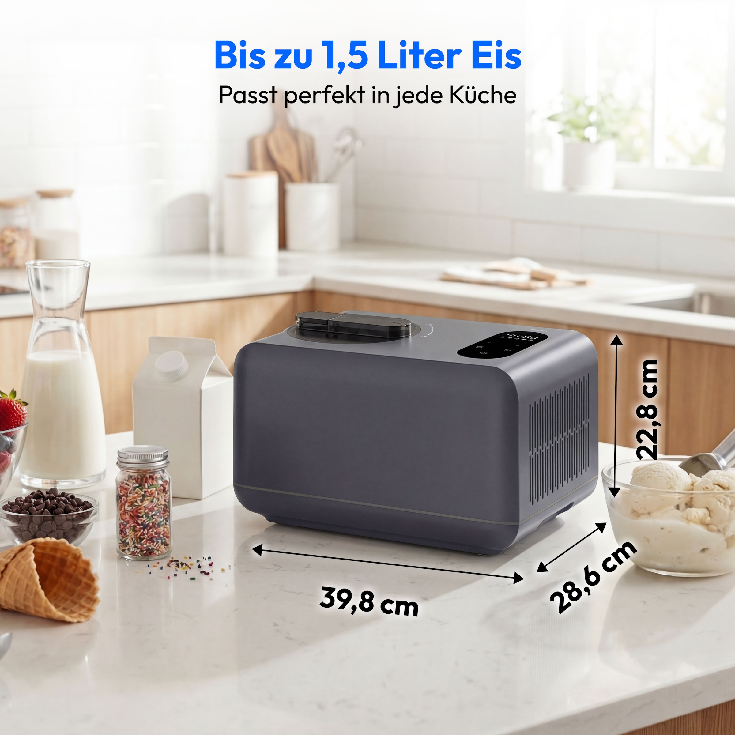 Medion® Eismaschine »MD 100087« 1,5 l 150 W Mixen, Eis, Joghurt oder Slush zubereiten, Eis nachkühlen