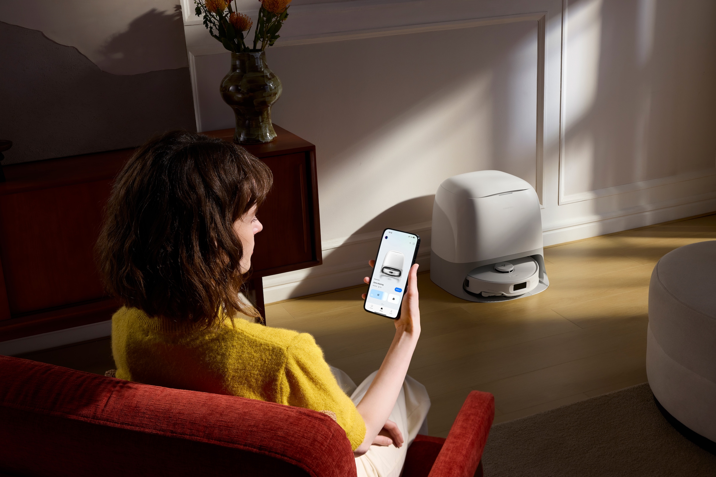 Roborock Saugroboter »Qrevo Curv 5A1, mit Wischfunktion, automatisches Entleeren« Auffüllen intensiver und Moppwäsche bei 75 °C.