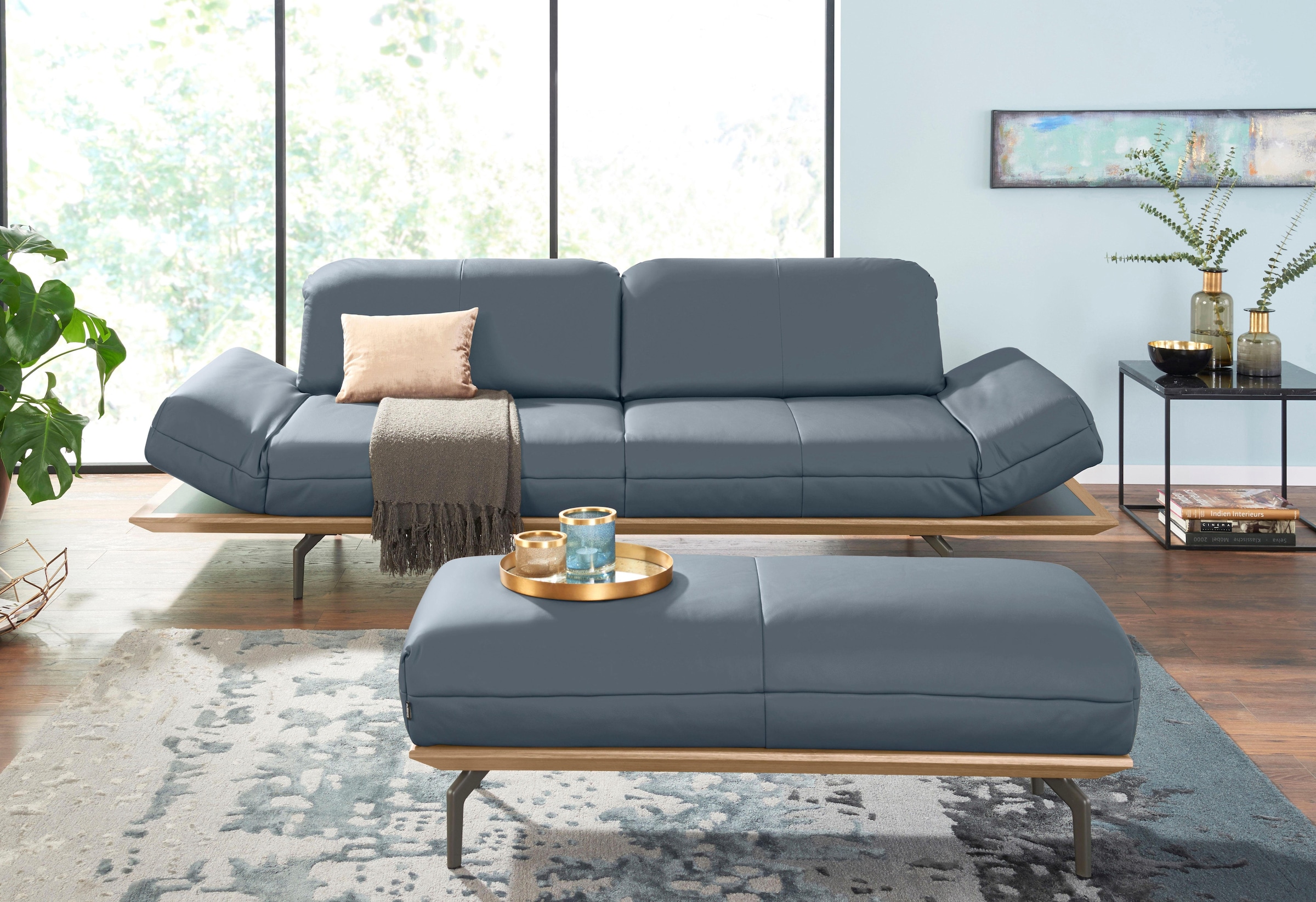 Creation BY ROLF BENZ 3-Sitzer »CR.420, Designsofa, Loungesofa«, in 2 Qualitäten, Holzrahmen in Eiche Natur oder Nußbaum, Breite 232 cm