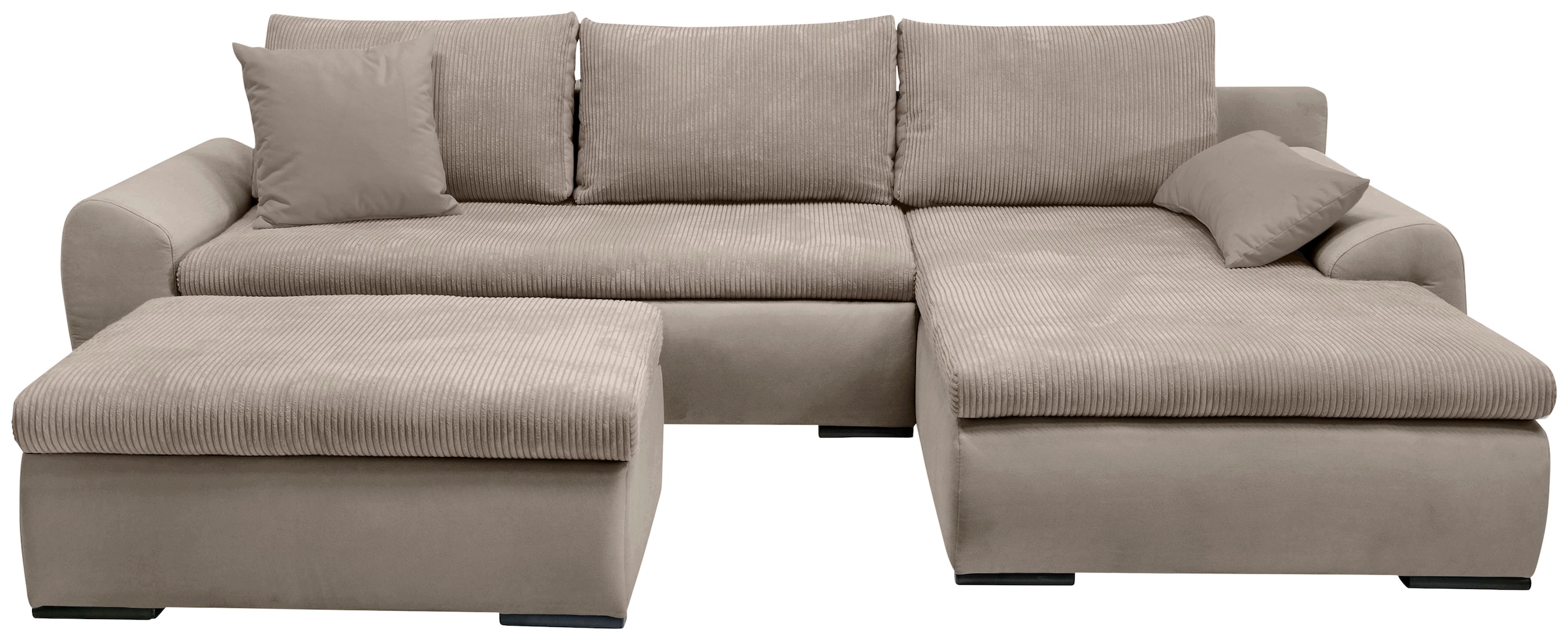 Home affaire Ecksofa »Win, L-Form, Breite 285cm«, optional mit Schlaffunktion und Bettkasten, taupe, Cord
