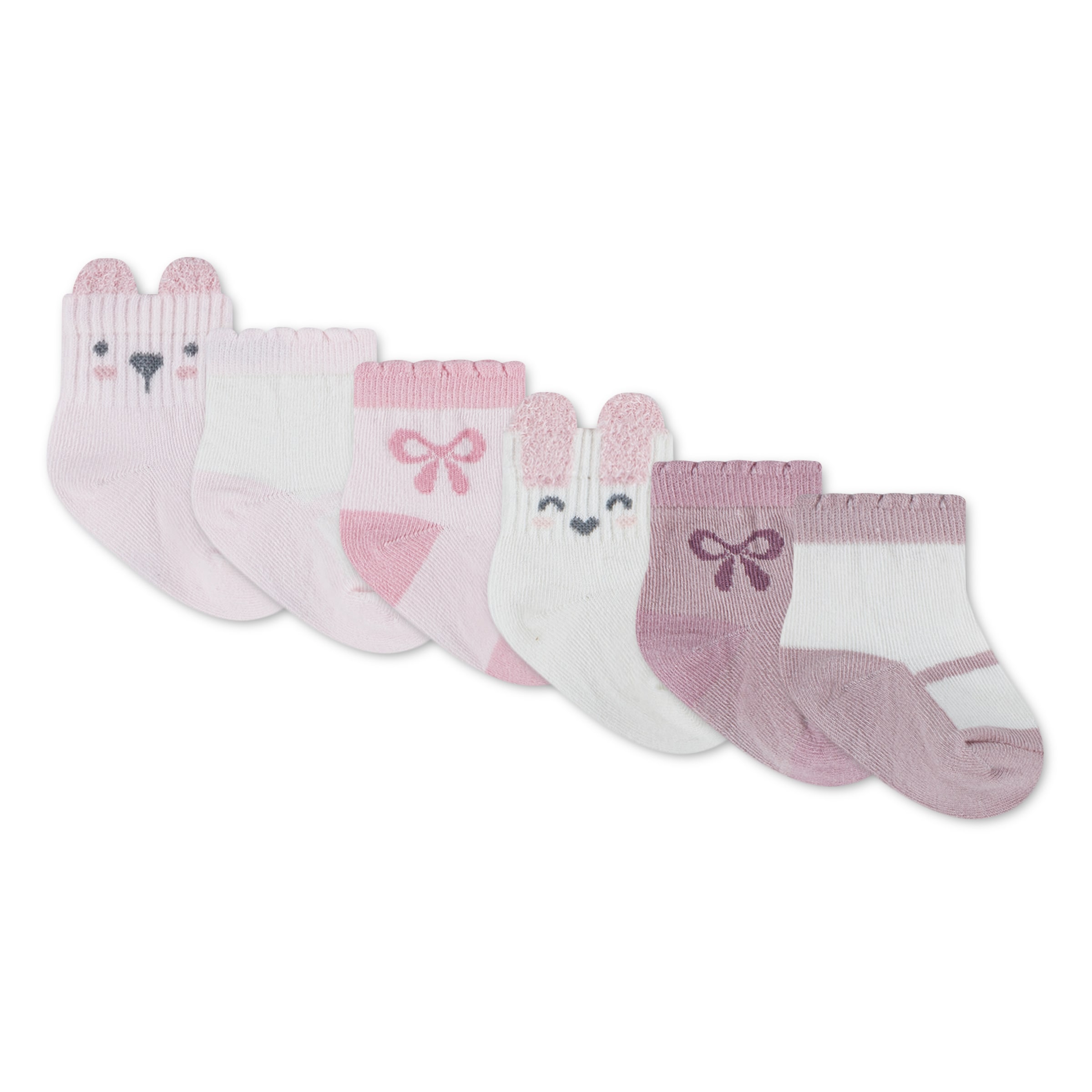 HUGGIES babywear Kurzsocken »HGHG 6PK QUARTER SOCK« Packung, 6 Paar tlg. 6er Pack Baby-Socken mit Tier-Motiven/für Girls