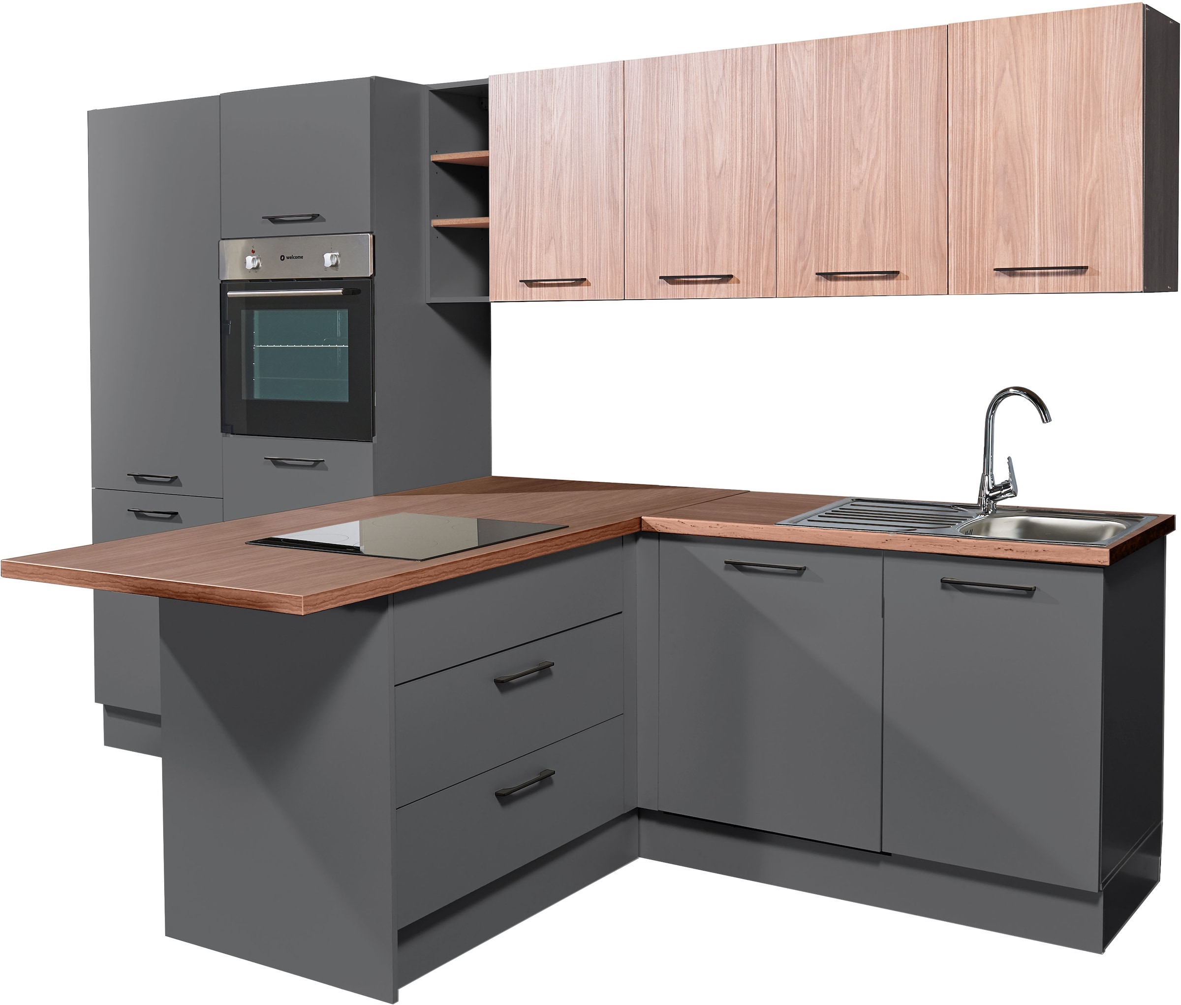 BASIC by Balculina Küchenzeile »Girona B/H/T 325x211x200 cm« Breite 325cm, wahlweise mit E-Geräte, Softclose