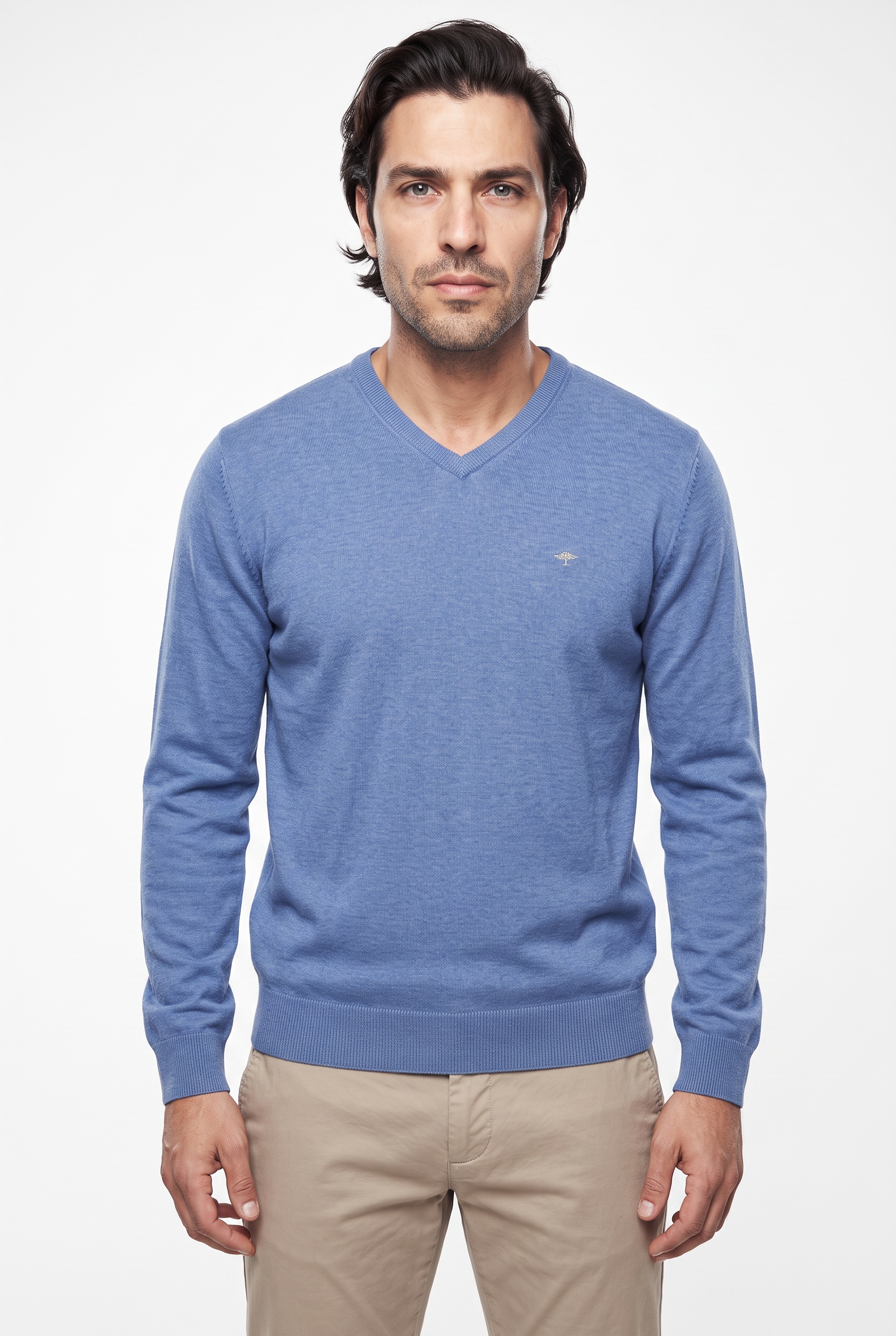 FYNCH-HATTON Strickpullover »FYNCH-HATTON Pullover mit V-Kragen« aus Baumwolle, mit V-Ausschnitt, bequeme Passform
