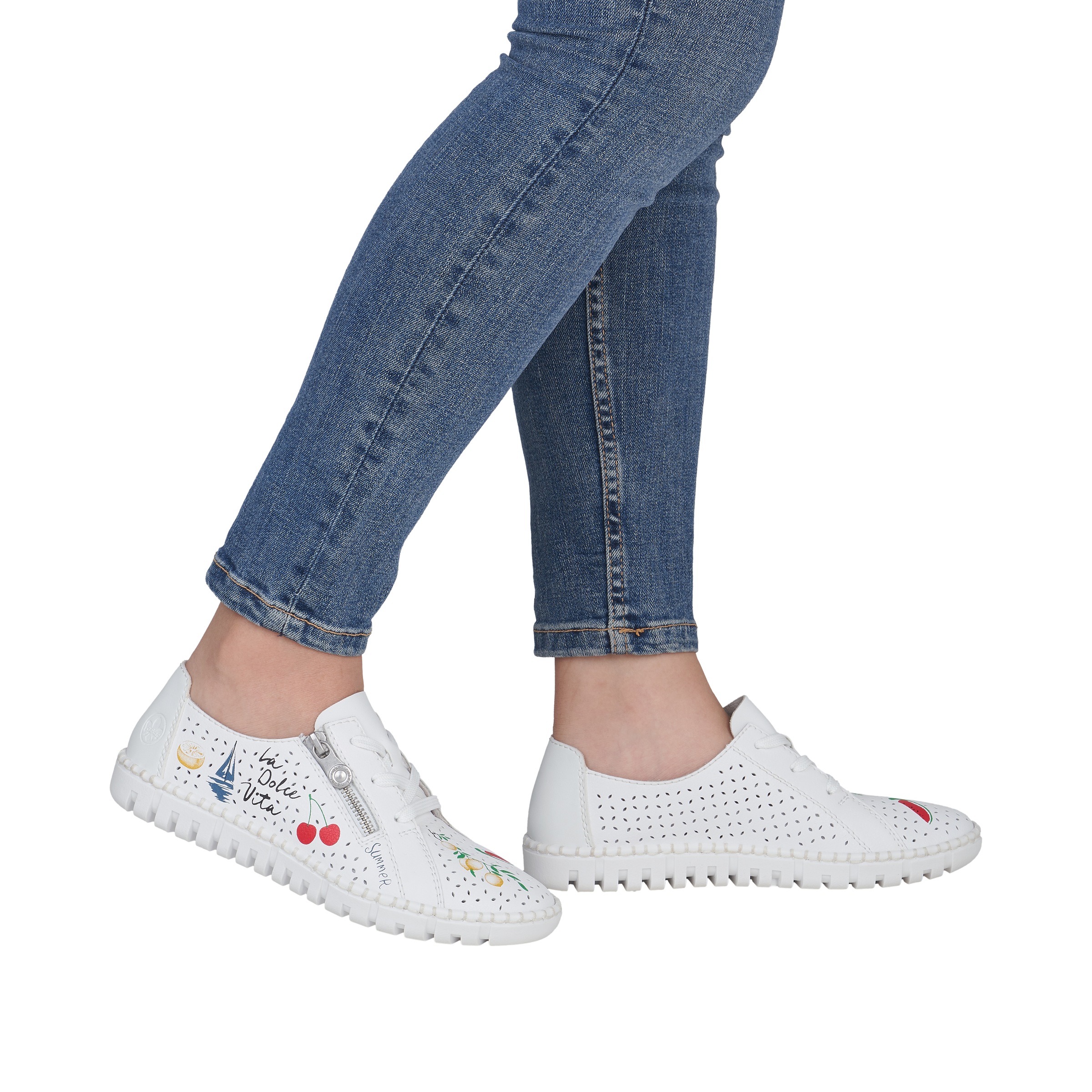 Rieker Schnürschuh  Sneaker, Halbschuh, Schnürer mit sommerlichem Motiv-Druck