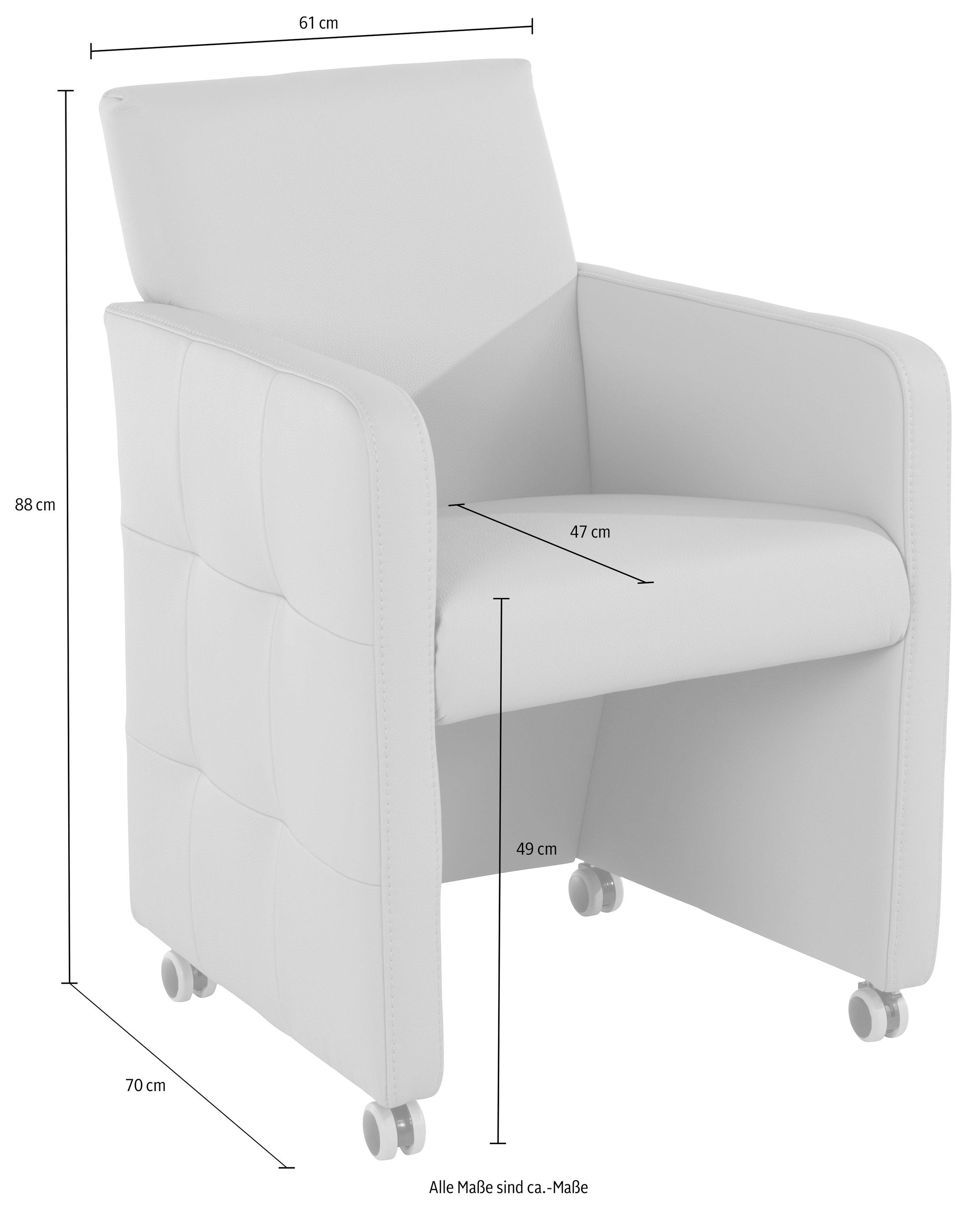 exxpo - sofa fashion Sessel »Barista Clubsessel auf Rollen, schmale Armlehnen, aktuelles Design«, bequem und komfortabel, Breite 61 cm