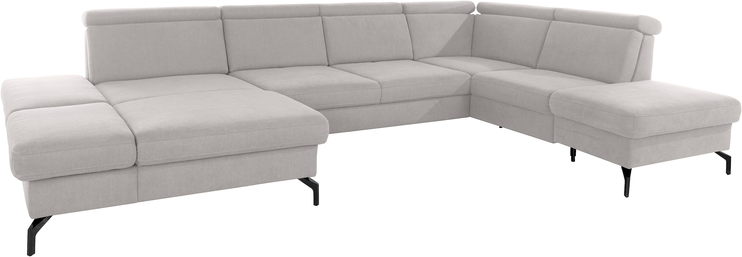 sit&more Wohnlandschaft »Brisbane U-Form«, Fußhöhe 15 cm, inklusive Sitztiefen-, Armteil- und Kopfteilverstellung