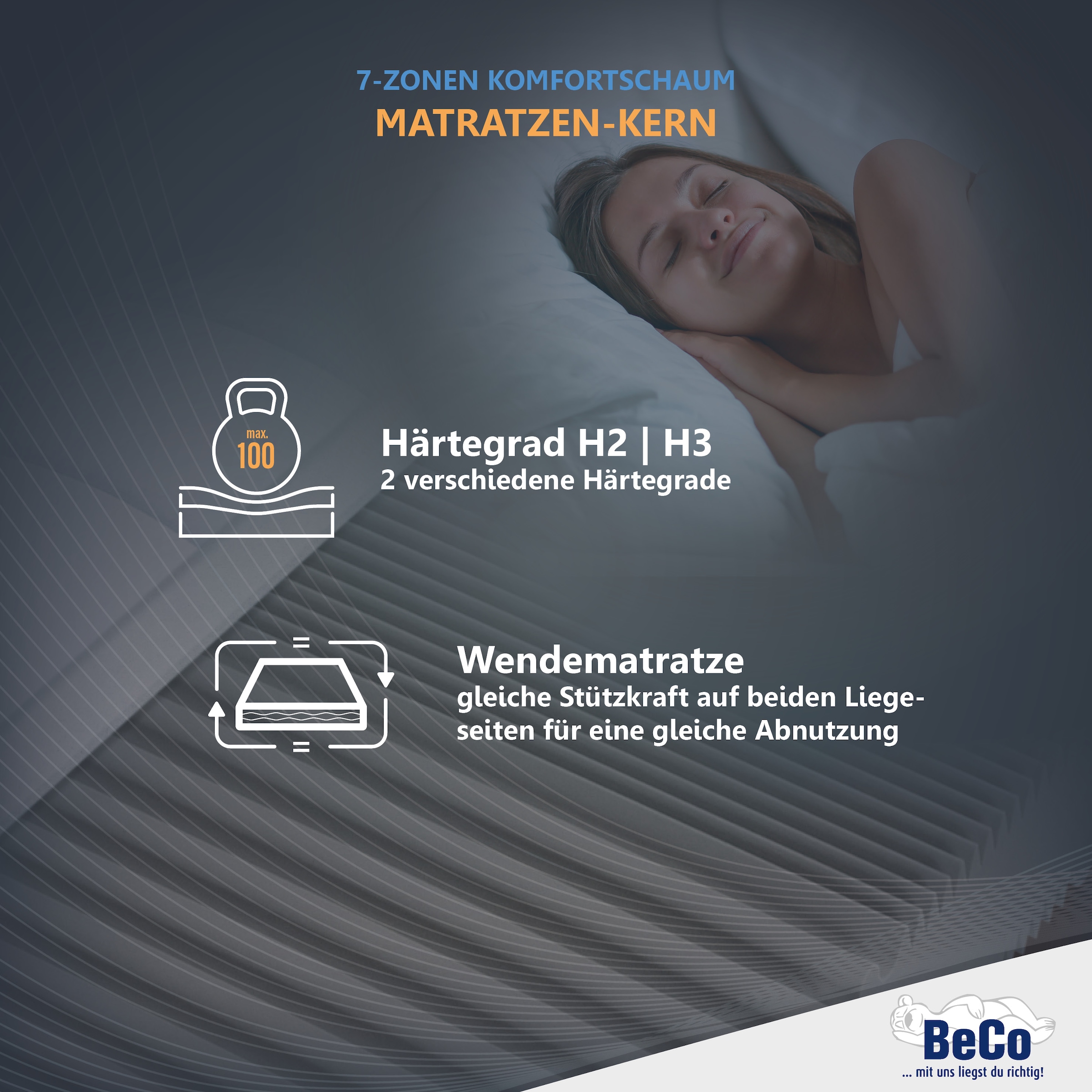 Beco Komfortschaummatratze »Matratze Dream Flex, 7-Zonen-Komfortschaummatratze, diverse Größen« 18 cm hoch Raumgewicht: 28 kg/m³ 1 Stk. tlg. Note 1,3 SEHR GUT*, feiner, hygienischer Mikrofaser-Bezug