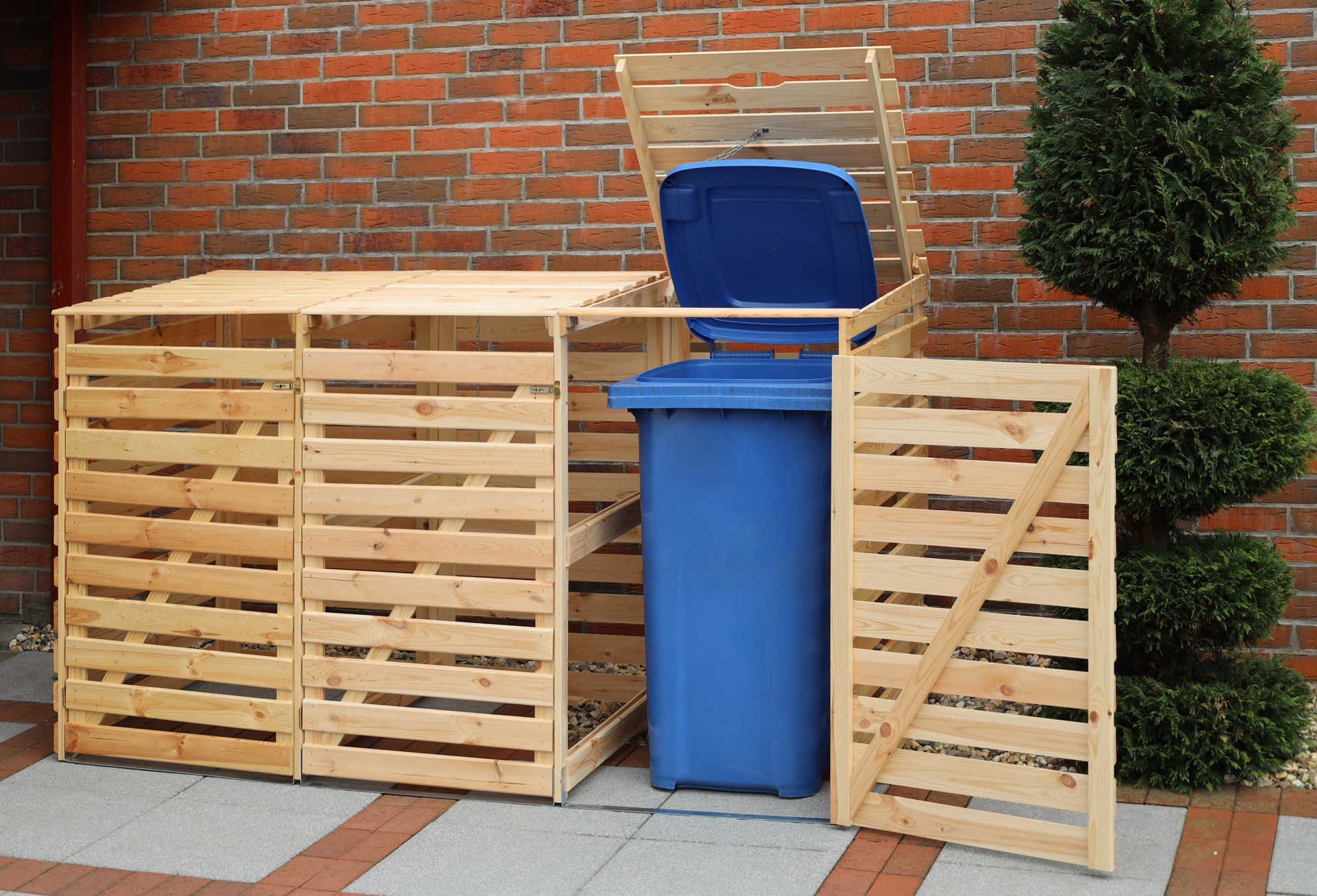 promadino Mülltonnenbox »Vario V«, für 3 x 240 l, holzfarben