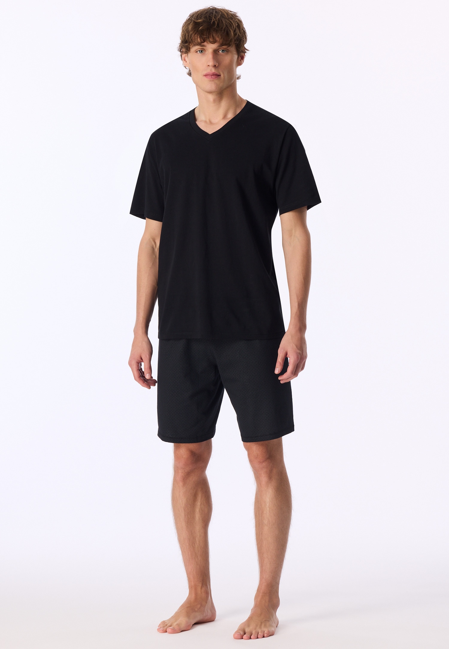 uncover by SCHIESSER Shorty »Uncover Nightwear« 2 tlg. V-Ausschnitt, Kurzarm, Kurze Hose, Reine Baumwolle, weich