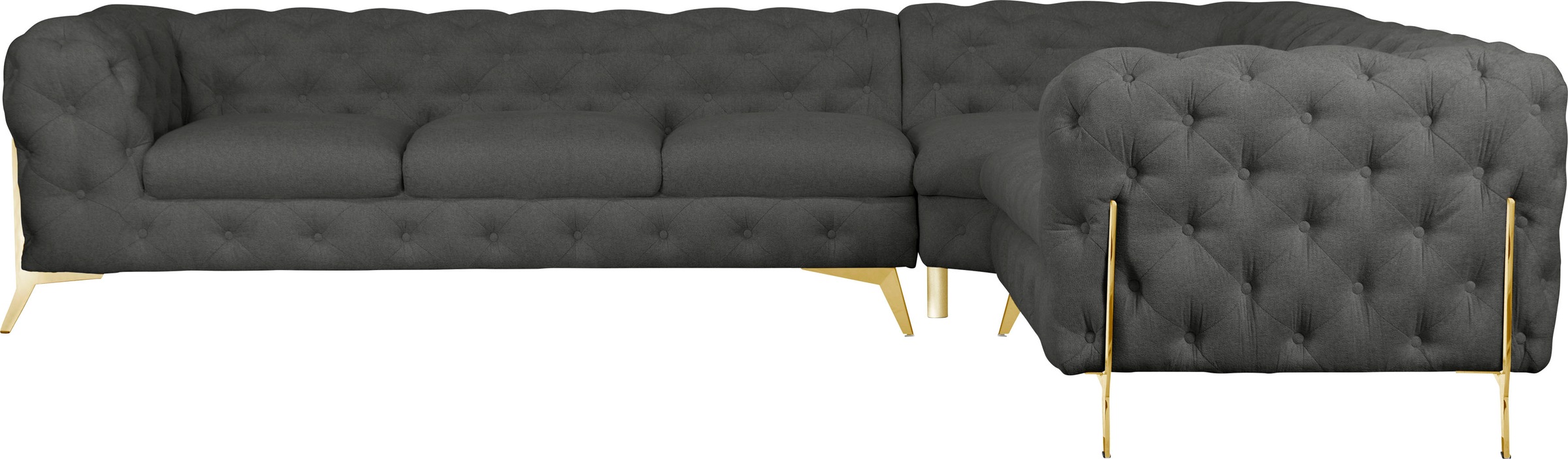 Home affaire Chesterfield-Sofa »Amaury L-Form« großes Ecksofa, Chesterfield-Optik, Breite 323 cm, Fußfarbe wählbar