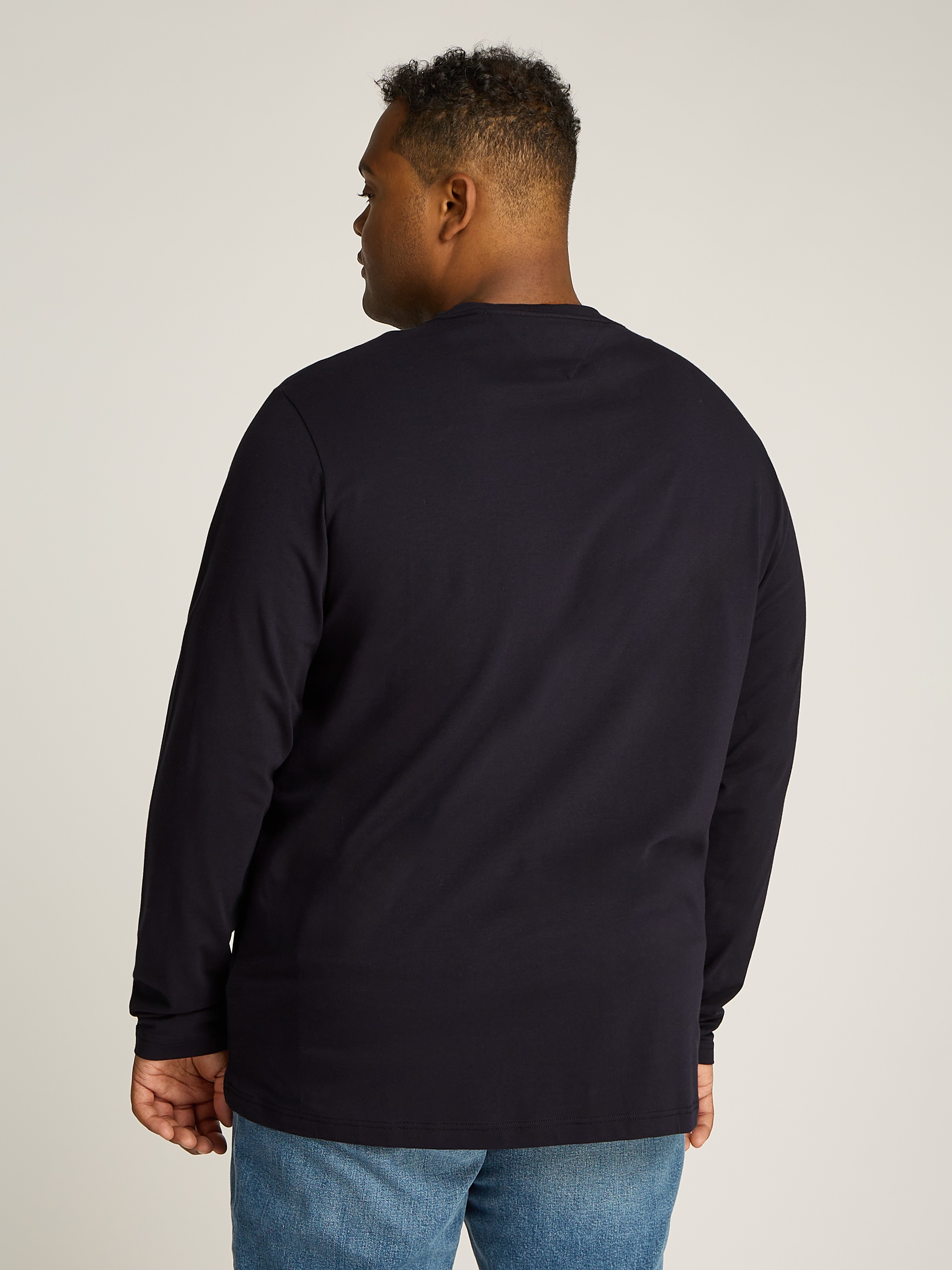 Tommy Hilfiger Big & Tall Longsleeve »BT-STRETCH SLIM FIT TEE-B mit Rundhals und Logo«, unifarben, casual, slim fit, Baumwollmix, Rundhals, große Größen