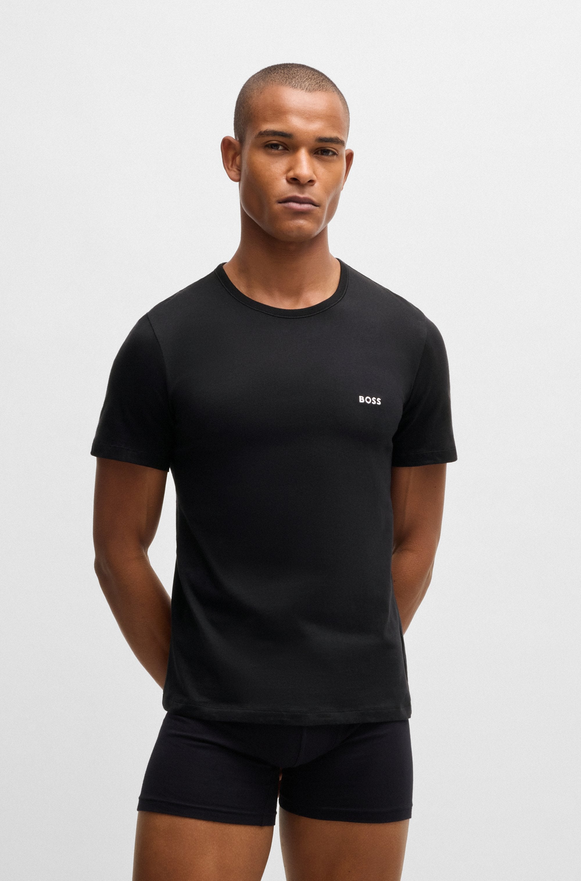 BOSS T-Shirt »TShirtRN 3P Classic«, mit BOSS Stickerei