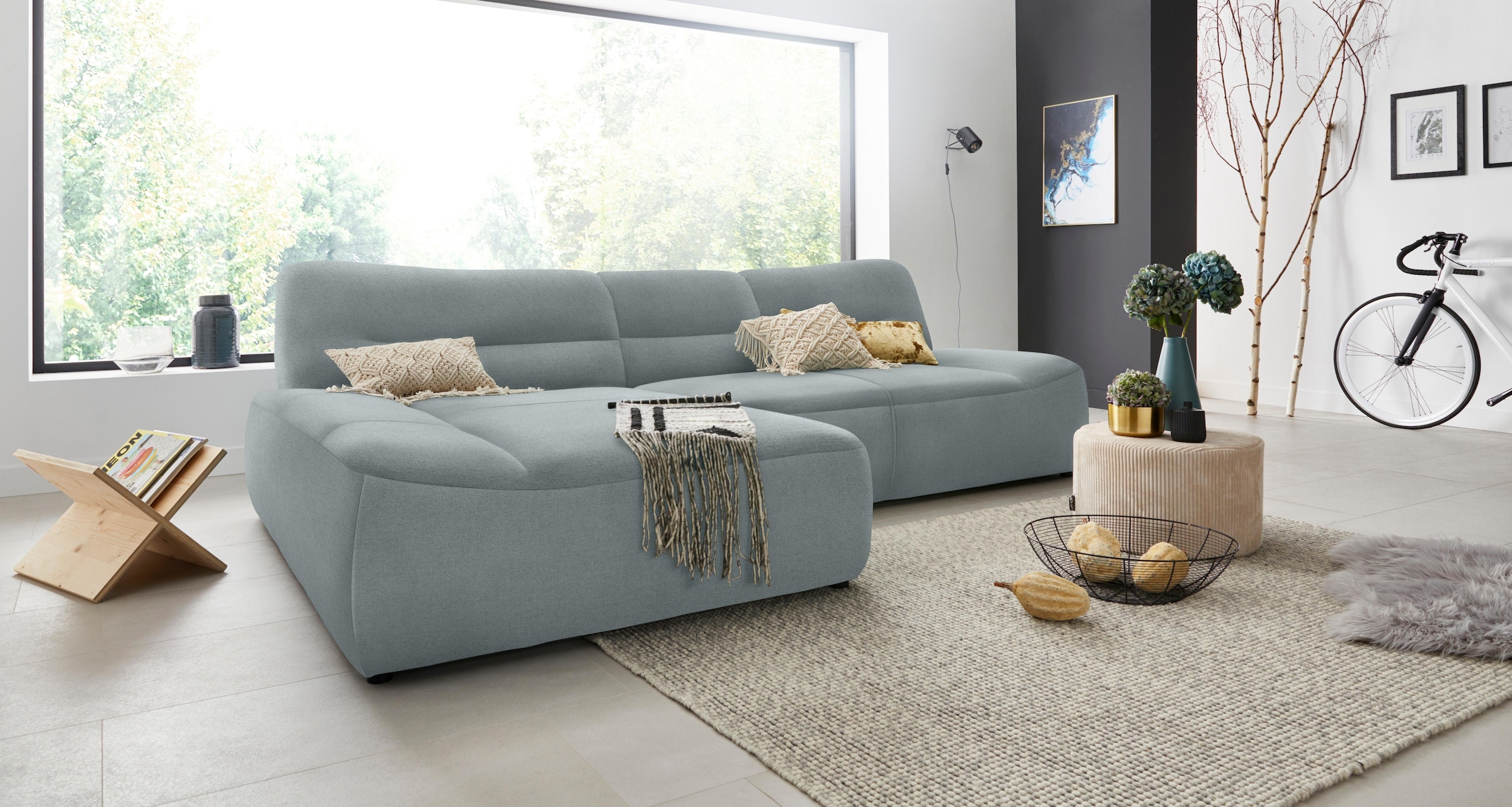DOMO collection Ecksofa »Cesena moderne Polsterecke mit flachen Armlehnen, L-Form«, fester Sitzkomfort, frei im Raum stellbar
