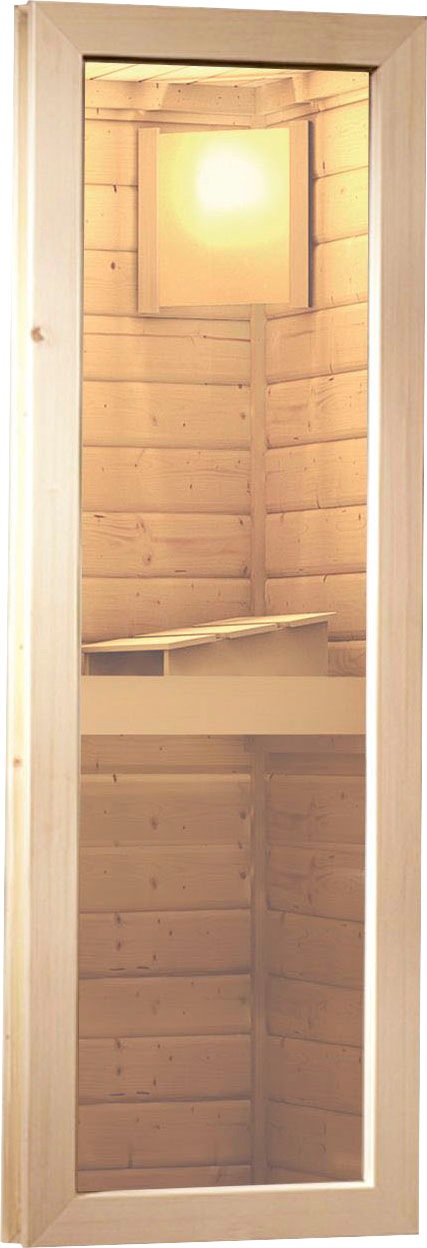 KONIFERA Saunahaus »Hagen«, naturbelassen, mit Ofen 9 kW Bio externe Strg easy