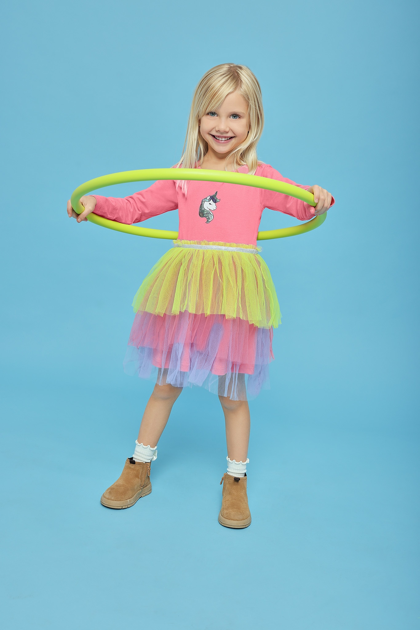 Blue Seven Jerseykleid, mit Tüllvolants und Einhorn-Motiv