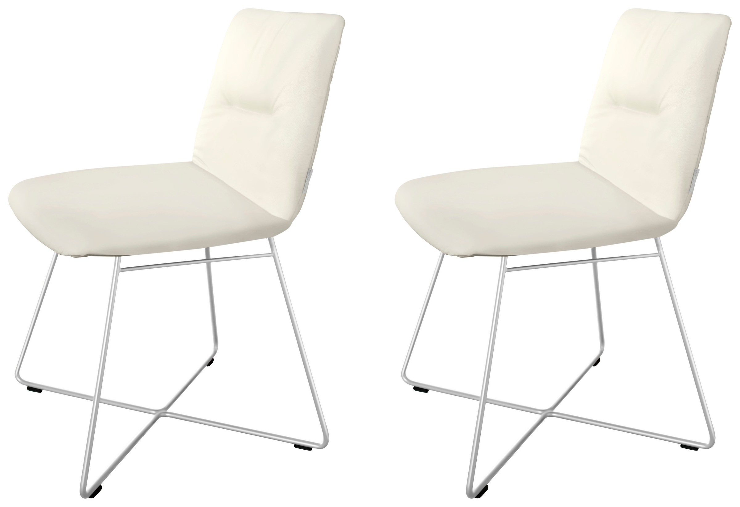 W.SCHILLIG Polsterstuhl »lotta«, (Set), 2 St., Longlife Xtra-Leder Z59, 2er- oder 4er-Set, mit Rückensteppung, Drahtrohrgestell in Chrom glänzend