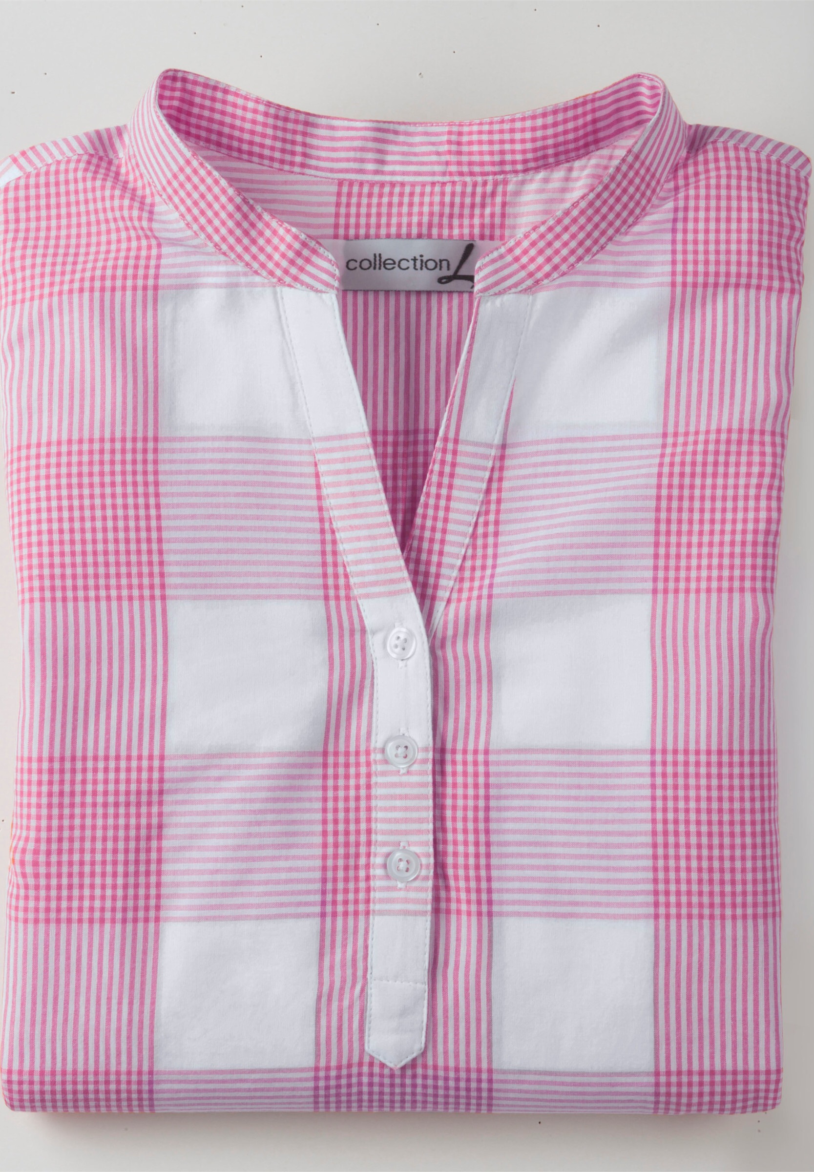 Witt Shirtbluse »Bluse Baumwollbluse mit Stehkragen, kariert«