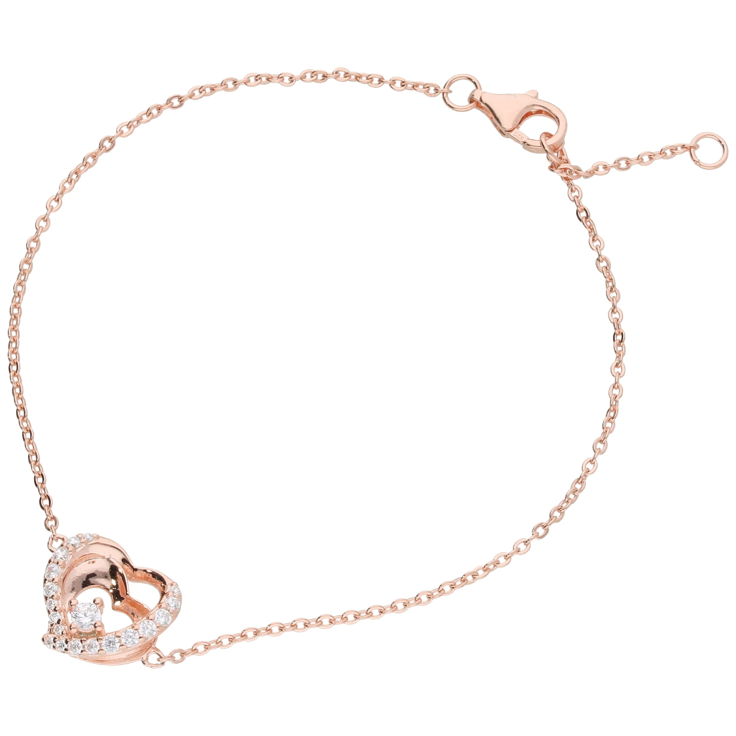 Armband »Armband Herz mit Zirkonia, rosé vergoldet, Silber 925«