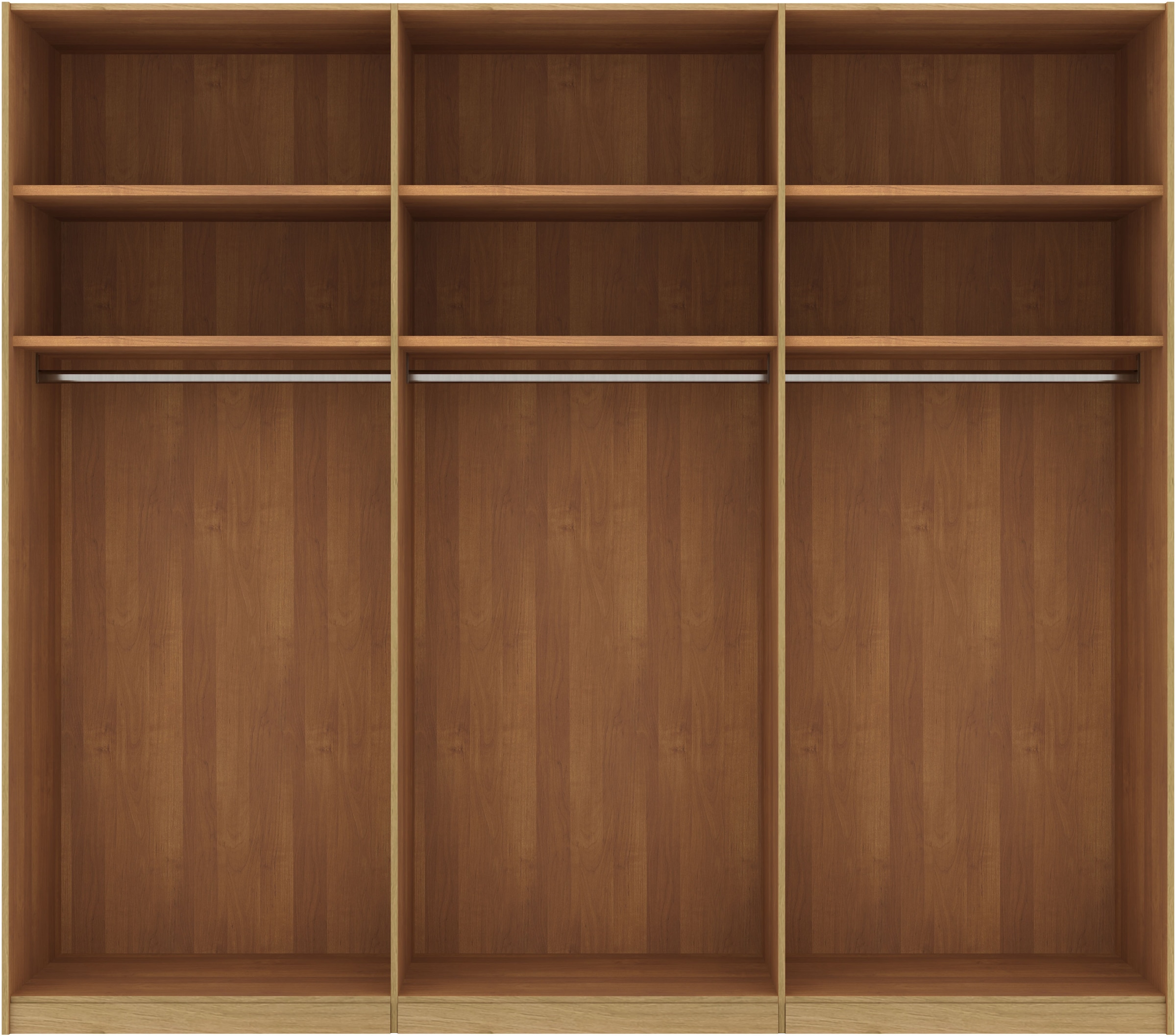 Musterring Schwebetürenschrank »Savona, Kleiderschrank, Schrank, Garderobe, mit Schiebetüren«, (Teilmassiv Bianco-Eiche, mit Spiegel oder Glas, MADE IN GERMANY), Türen Bianco-Eiche massiv, Spiegel-/Glastüren, eingelegte Chromleiste