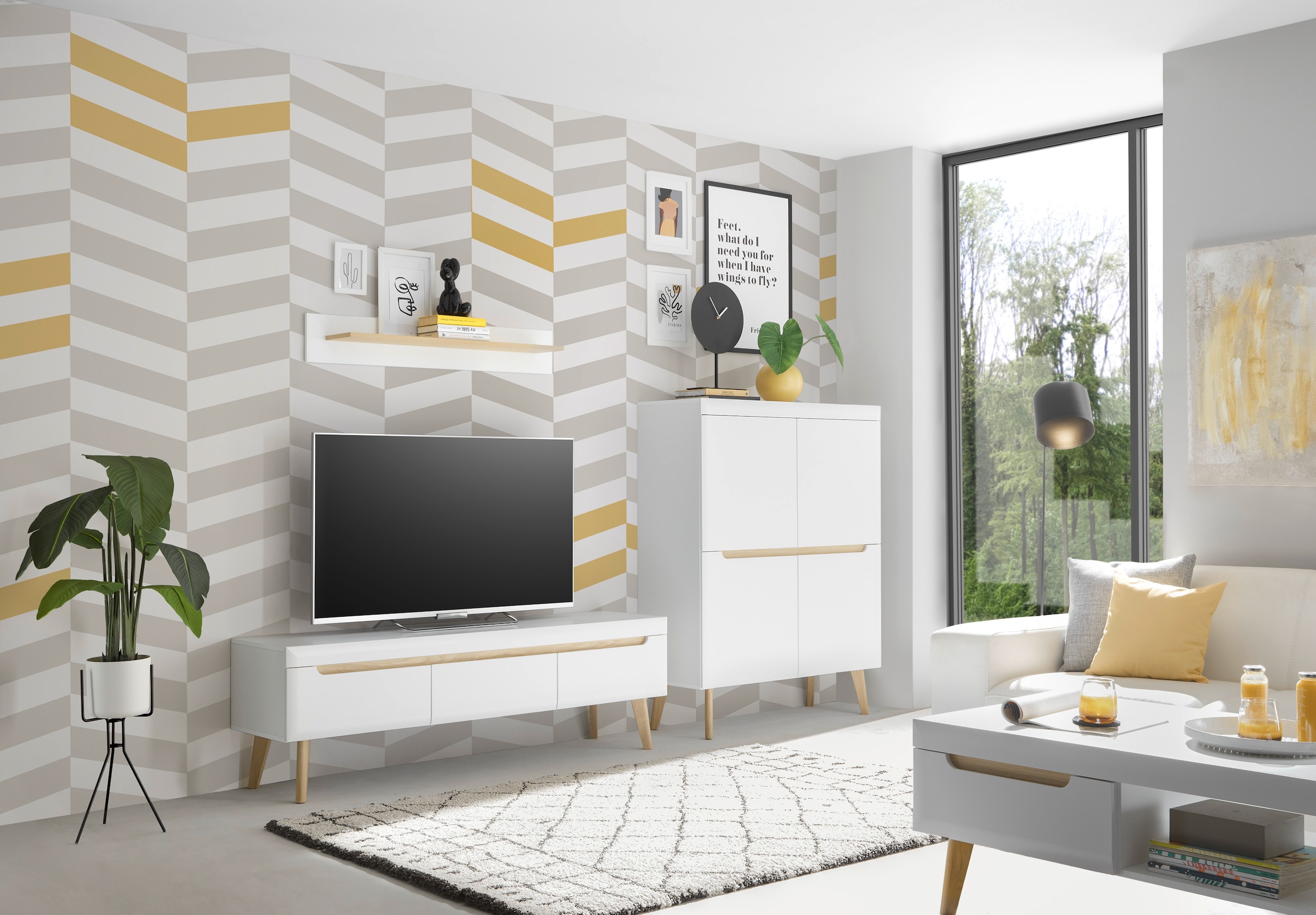 INOSIGN Lowboard »Torge, TV-Unterschrank, TV-Kommode, Fernsehschrank, TV-Board«, (1 St.), abgeschrägte Füße, drei Farben, Scandi Design, 160 cm breit