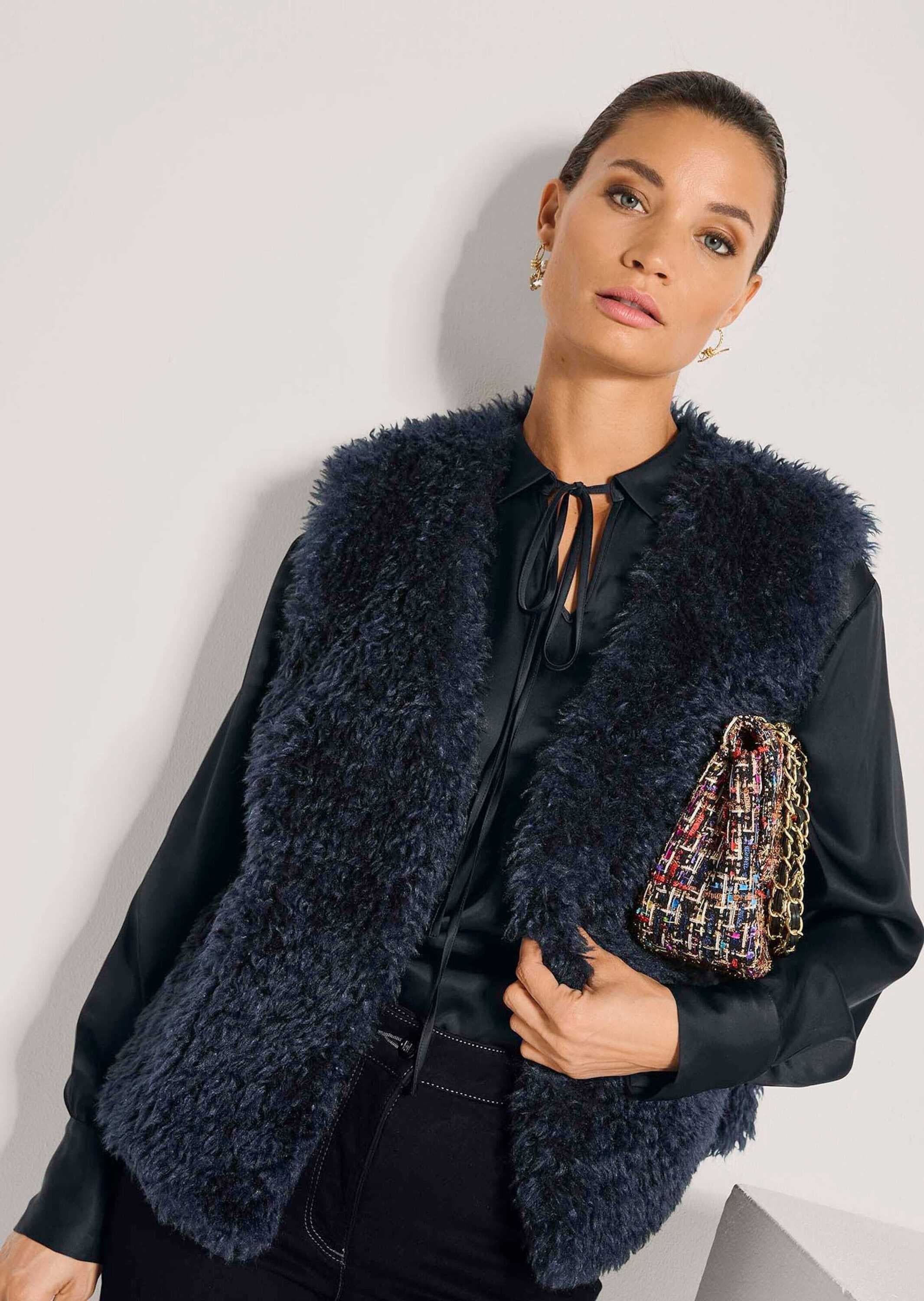 MADELEINE Kurzweste »Weste Faux-Fur-Weste mit langem Flor«