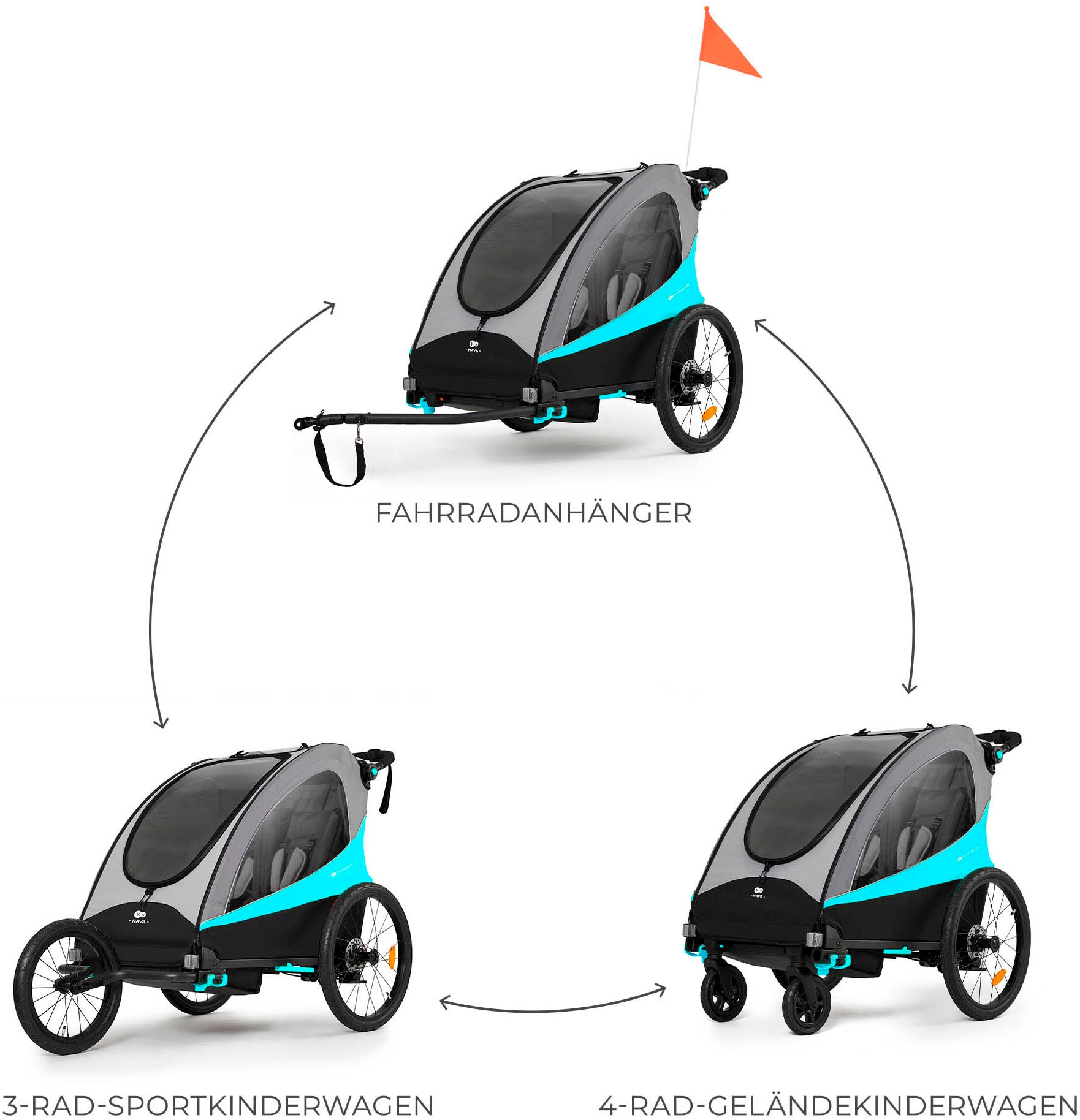 Kinderkraft Fahrradkinderanhänger »NAVA«, für 2 Kinder