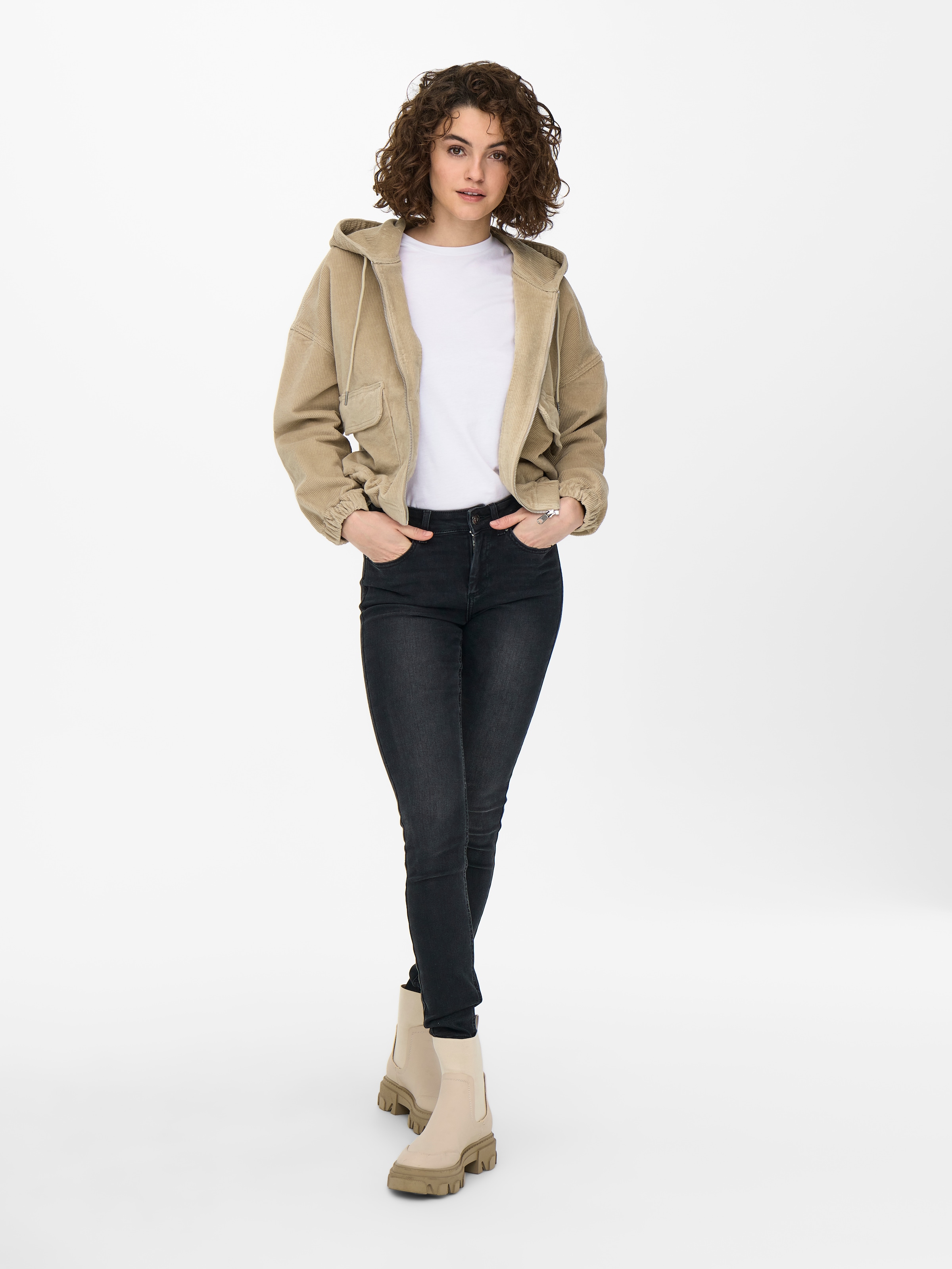 ONLY Cordjacke »ONLKENZIE L/S CORD JACKET PNT NOOS« mit Kapuze Baumwollmischung