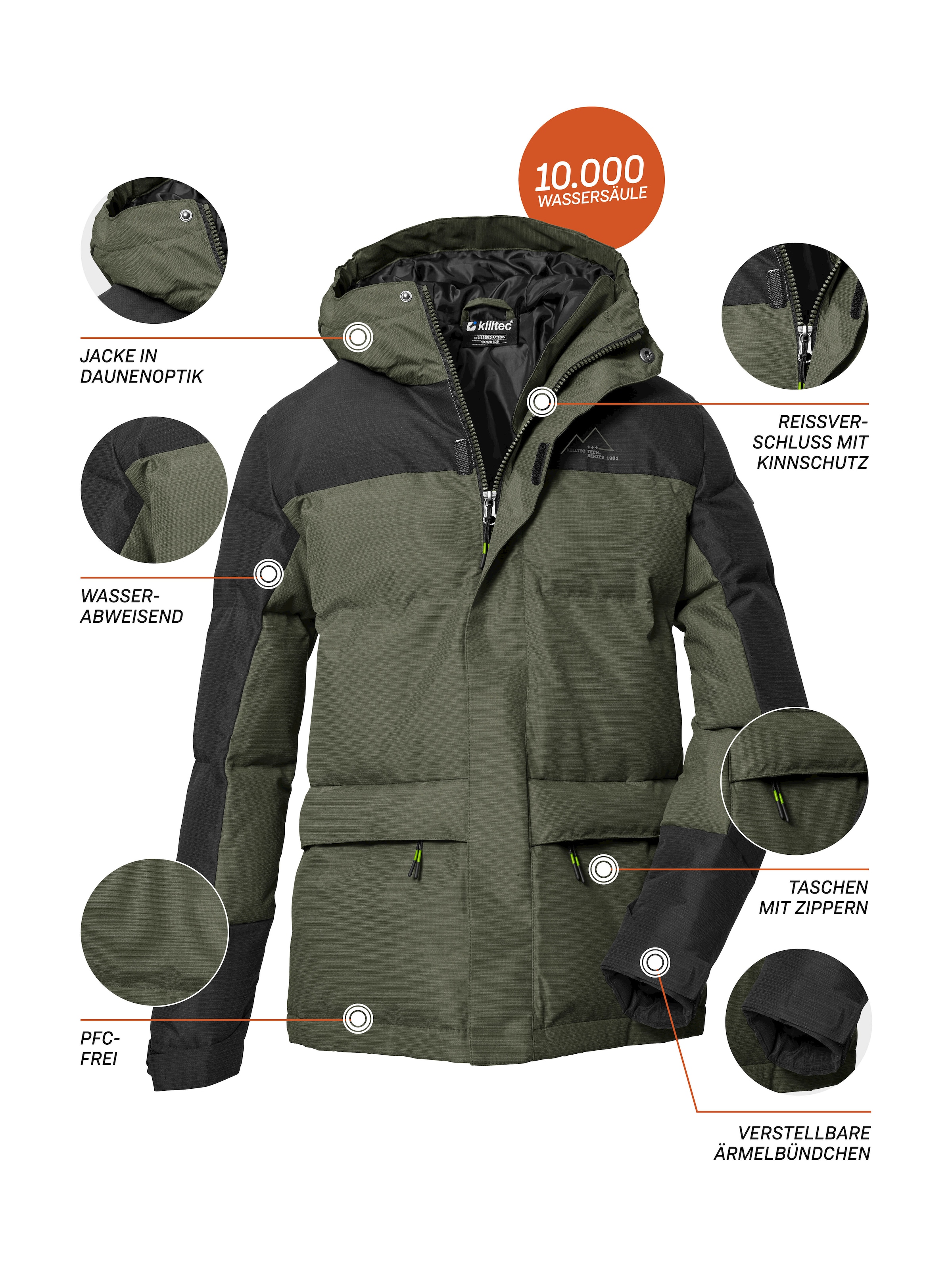 Killtec Steppjacke »KOW 156 BYS QLTD JCKT«, Wasserabweisende, atmungsaktive Steppjacke mit Colourblock-Design