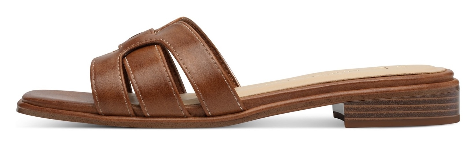 MARCO TOZZI Pantolette, Blockabsatz, Sommerschuh mit Logodrucken