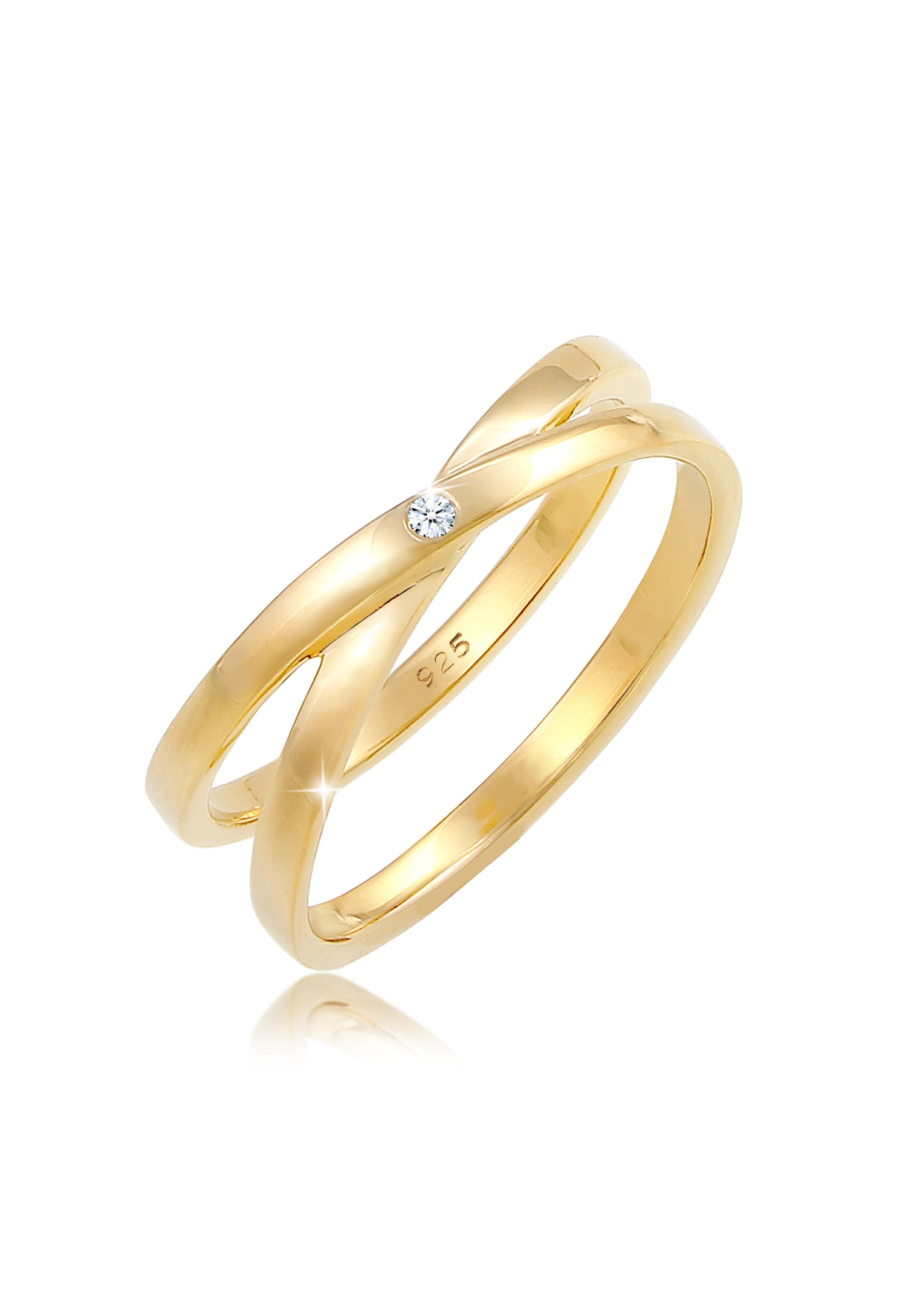 Elli DIAMONDS Diamantring »Ring Wickelring Cross Diamant (0.015 ct.) 925 Sterling Silber«