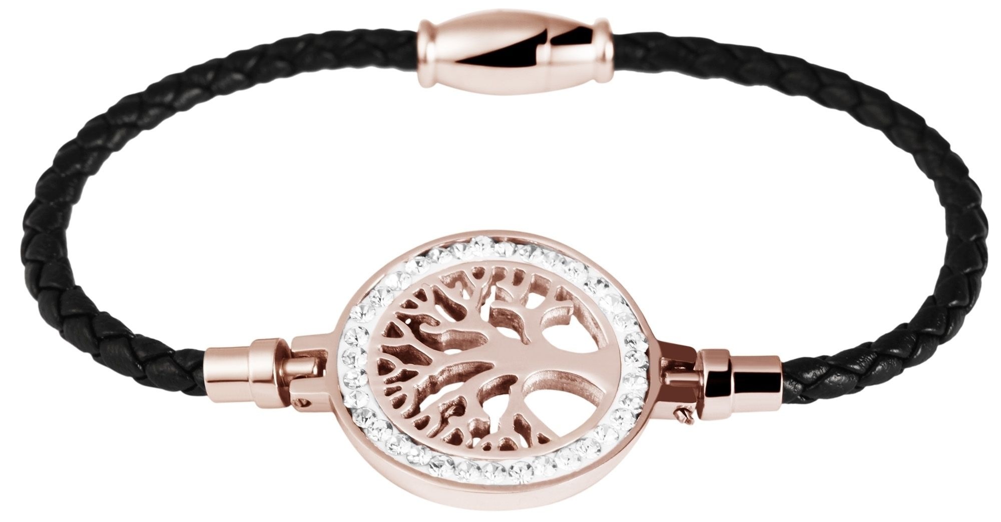 Adelia´s Armband »Damen Armband ¿ Lebensbaum aus Leder mit Strass Steinchen 18 cm«