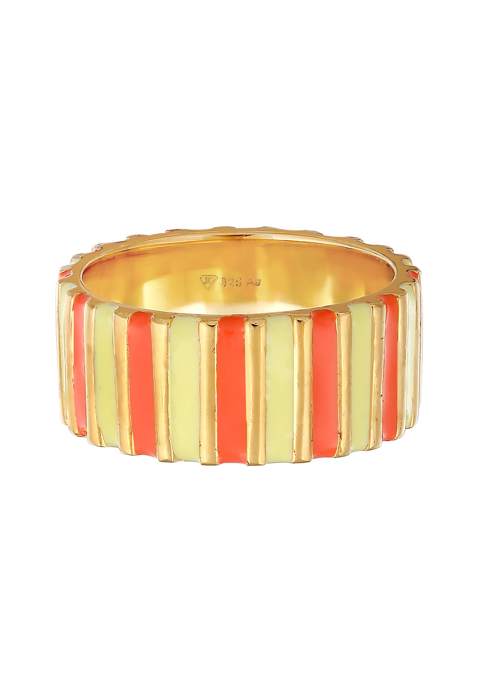Elli Silberring »Ring Bandring Relief Rillen Emaille 925 Silber«