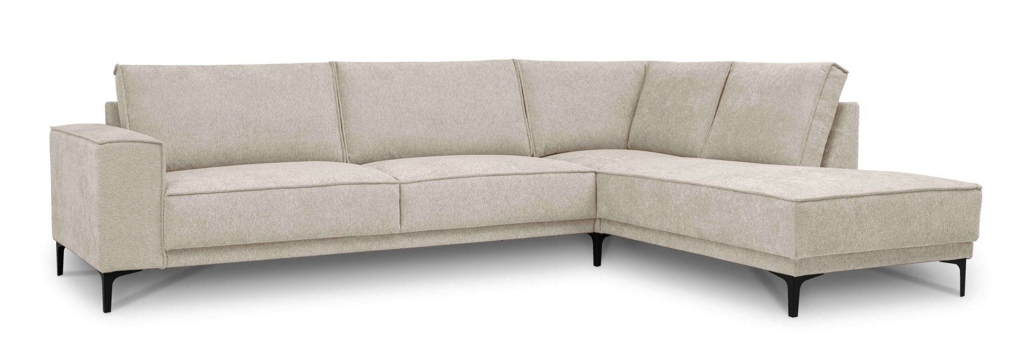 Places of Style Ecksofa »Polsterecke Oland, Struktur, Flachgewebe, Luxus-Microfaser, Boucle«, L-Form, 289 cm, Wellenunterfederung, Skandi-Design, Metallfüße