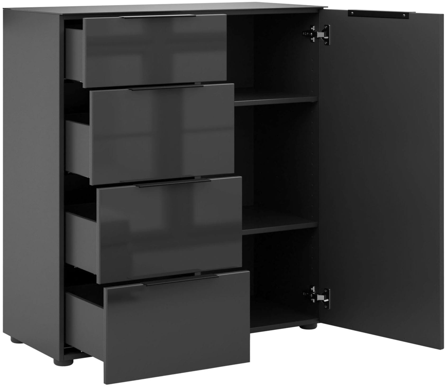 Manjana Möbel Kommode »Kommode mit Chrom oder Schwarz matten Metallgriffen«