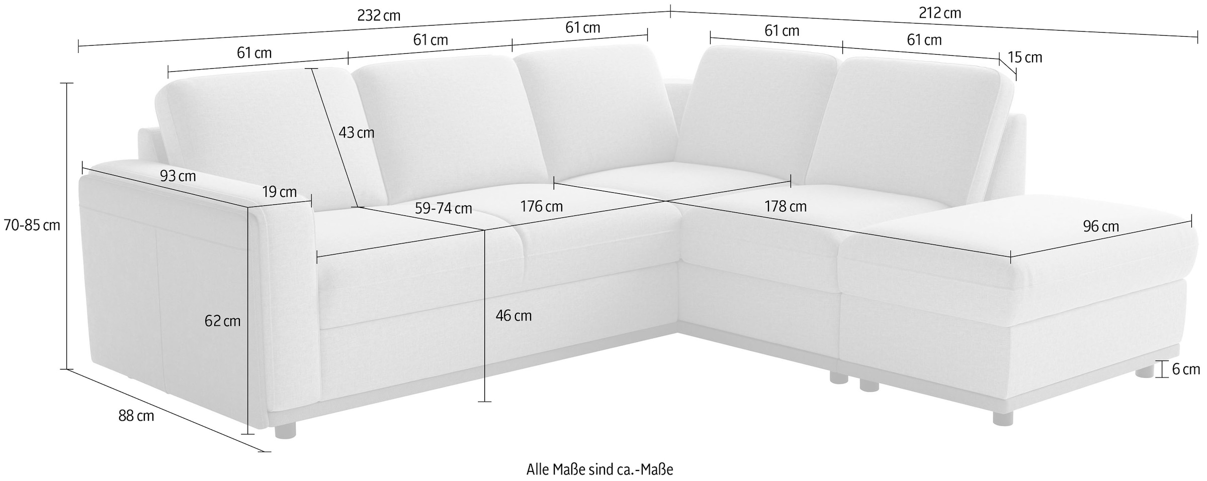 sit&more Ecksofa »Cordoba« wahlweise mit Schlaffunktion und Bettkasten oder Stauraum