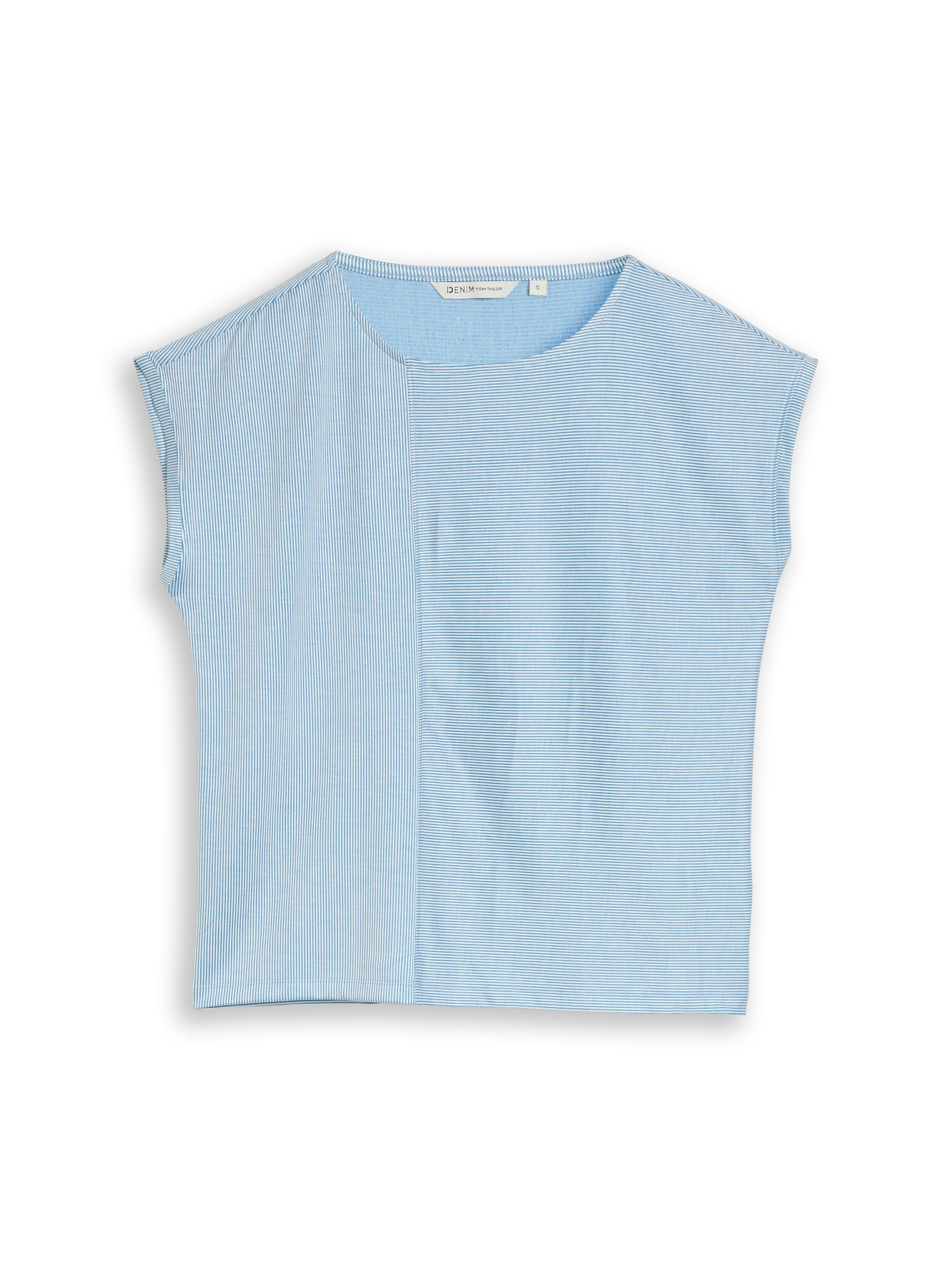 TOM TAILOR Denim Rundhalsshirt Ärmellos im Streifen-Look