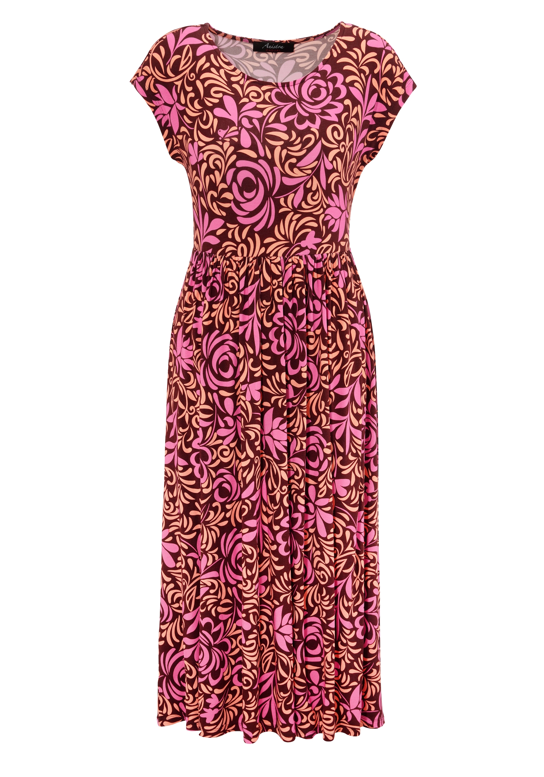 Aniston CASUAL Sommerkleid, mit farbharmonischem, grafischen Rosendruck - NEUE KOLLEKTION