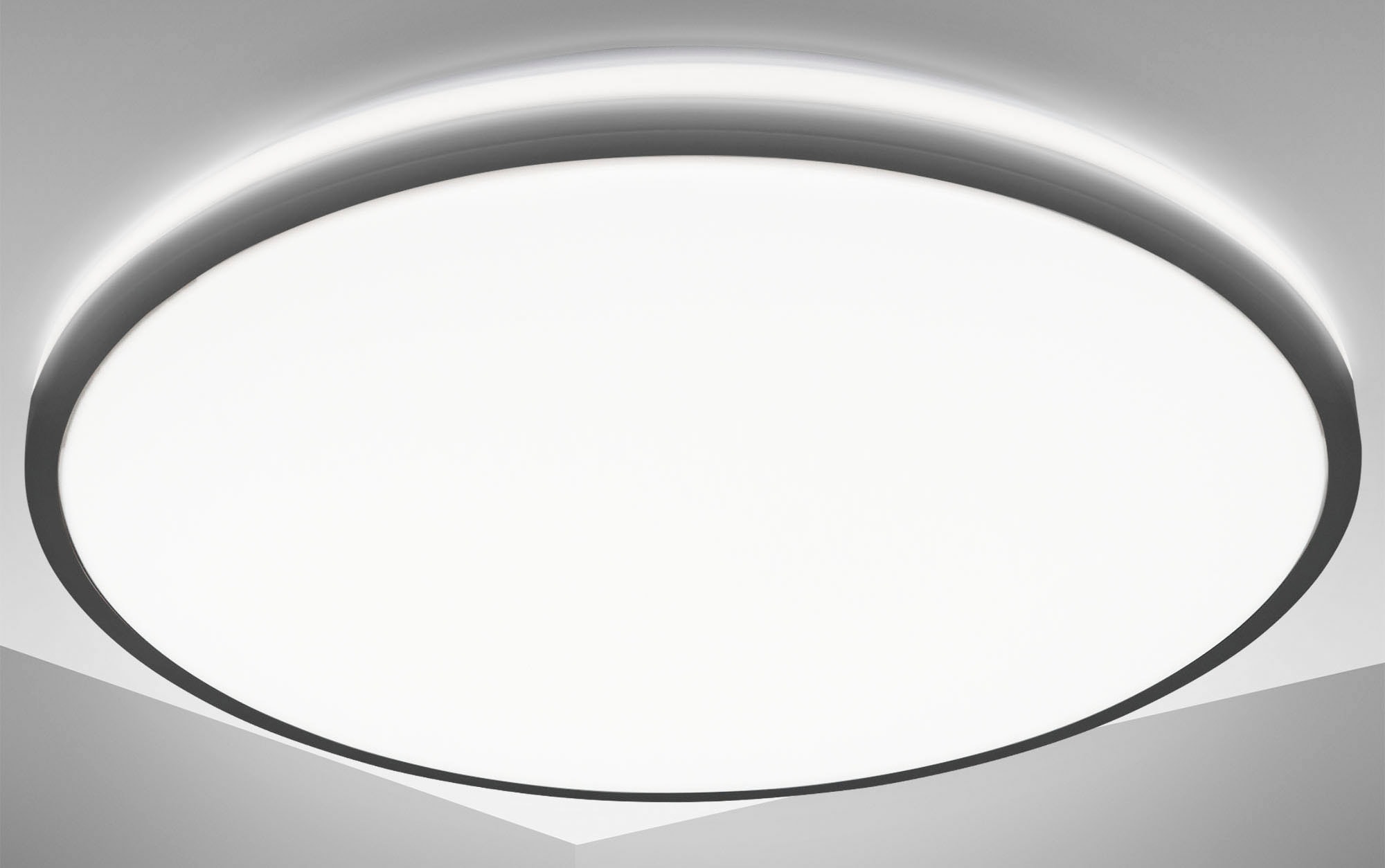 B.K.Licht LED Deckenleuchte mit Backlighteffekt,1 x LED-Platine 24 Watt, 3.000lm, 4.000K, nicht dimmbar, Ø 38 cm
